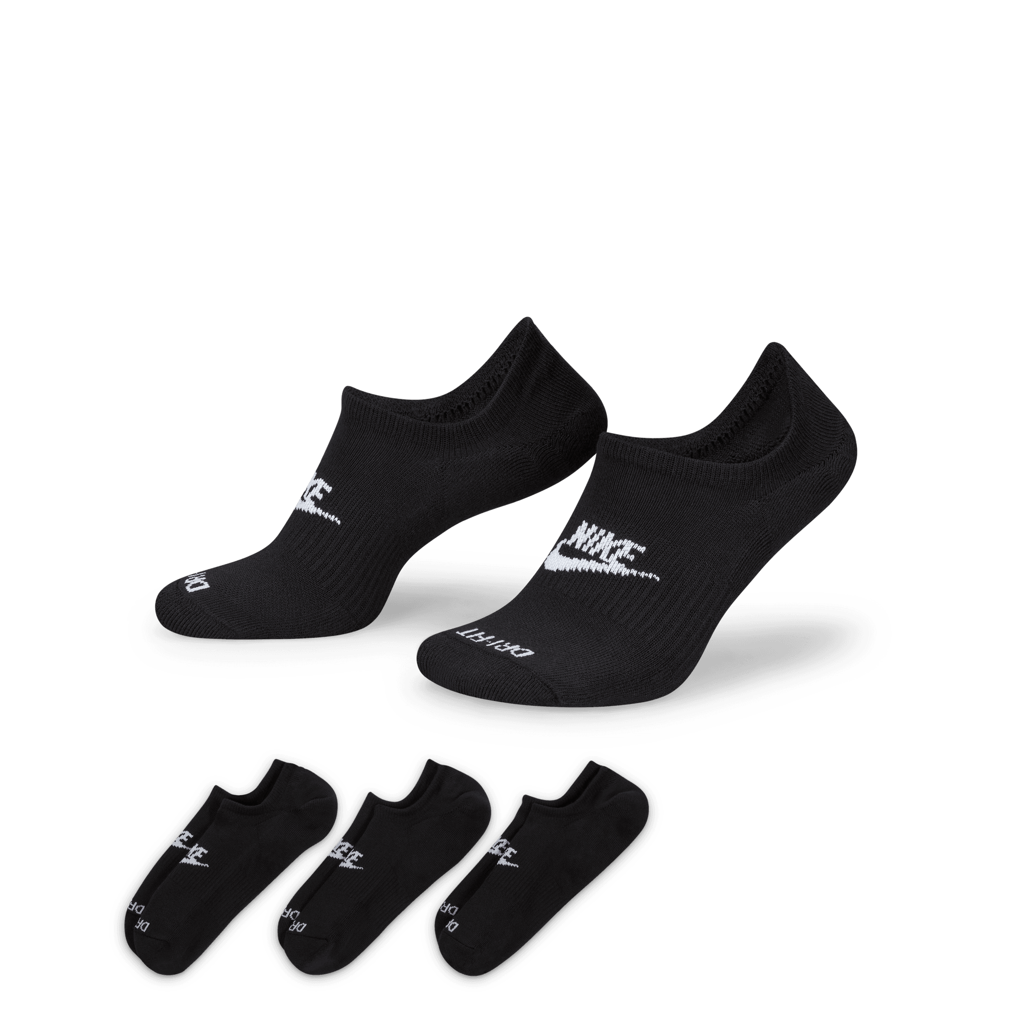 EVERYDAY PLUS CUSHIONED NIKE FOOTIE SOCKS BLACK WHITE Park Access
