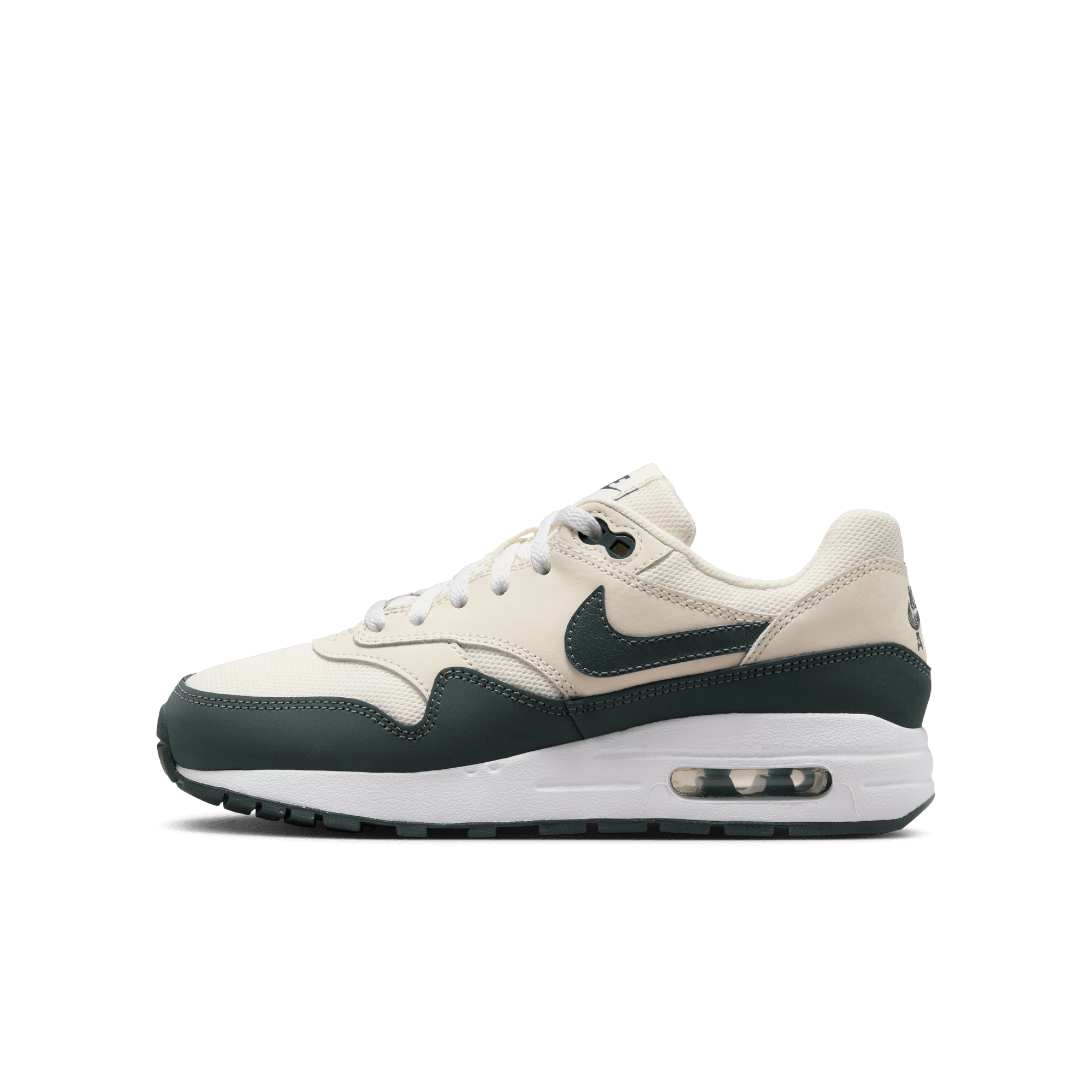 AIR MAX 1 BIG KIDS SHOES PALE IVORY VINTAGE GREEN WHITE BICOASTAL Park Access