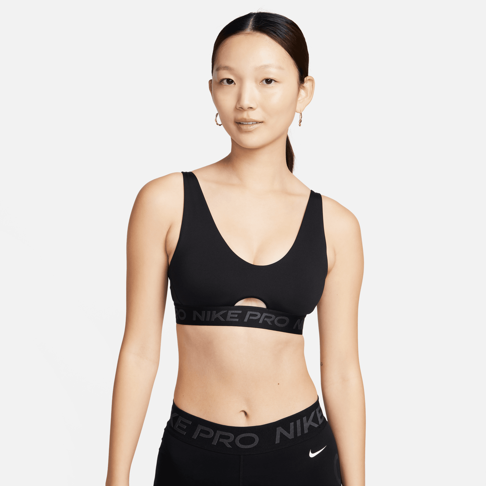 NIKE PRO INDY PLUNGE WOMEN'S MEDIUM-SUPPORT PADDED SPORTS BRA  BLACK/ANTHRACITE/WHITE – Park Access
