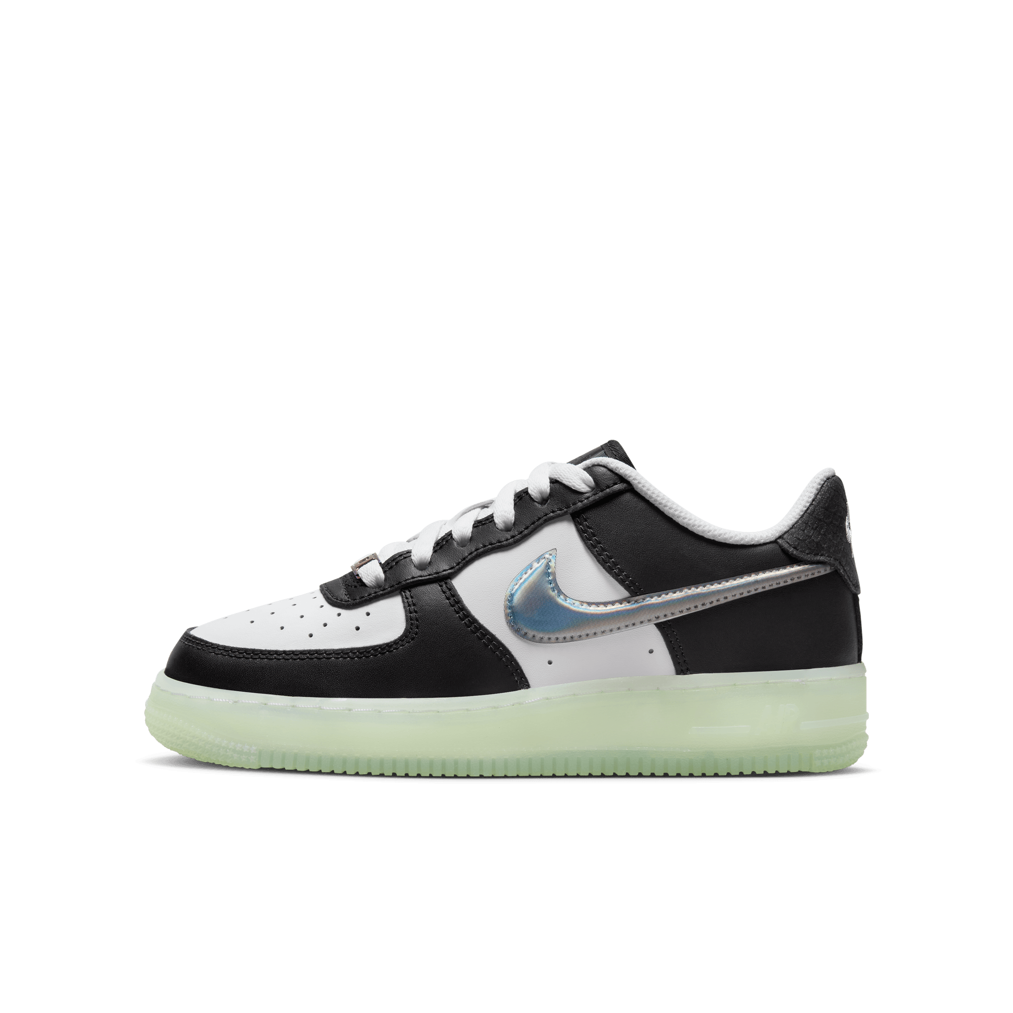 NIKE AIR FORCE 1 LV8 BIG KIDS SHOES WHITE BLACK VAPOR GREEN