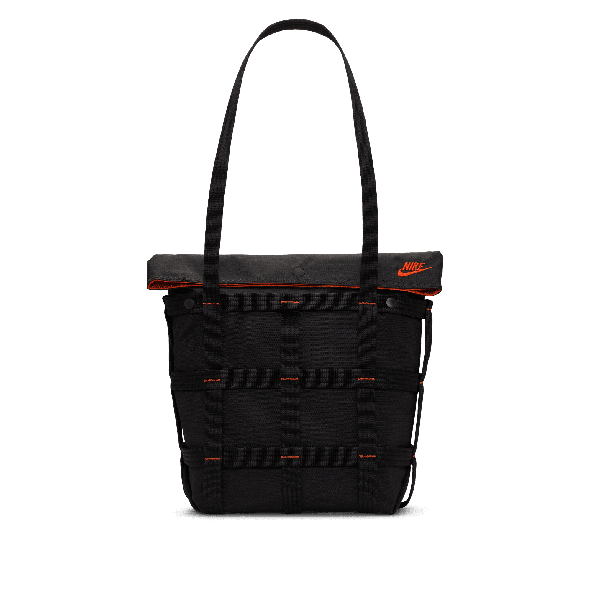 Nike tote bag in black with orange taping strap hotsell