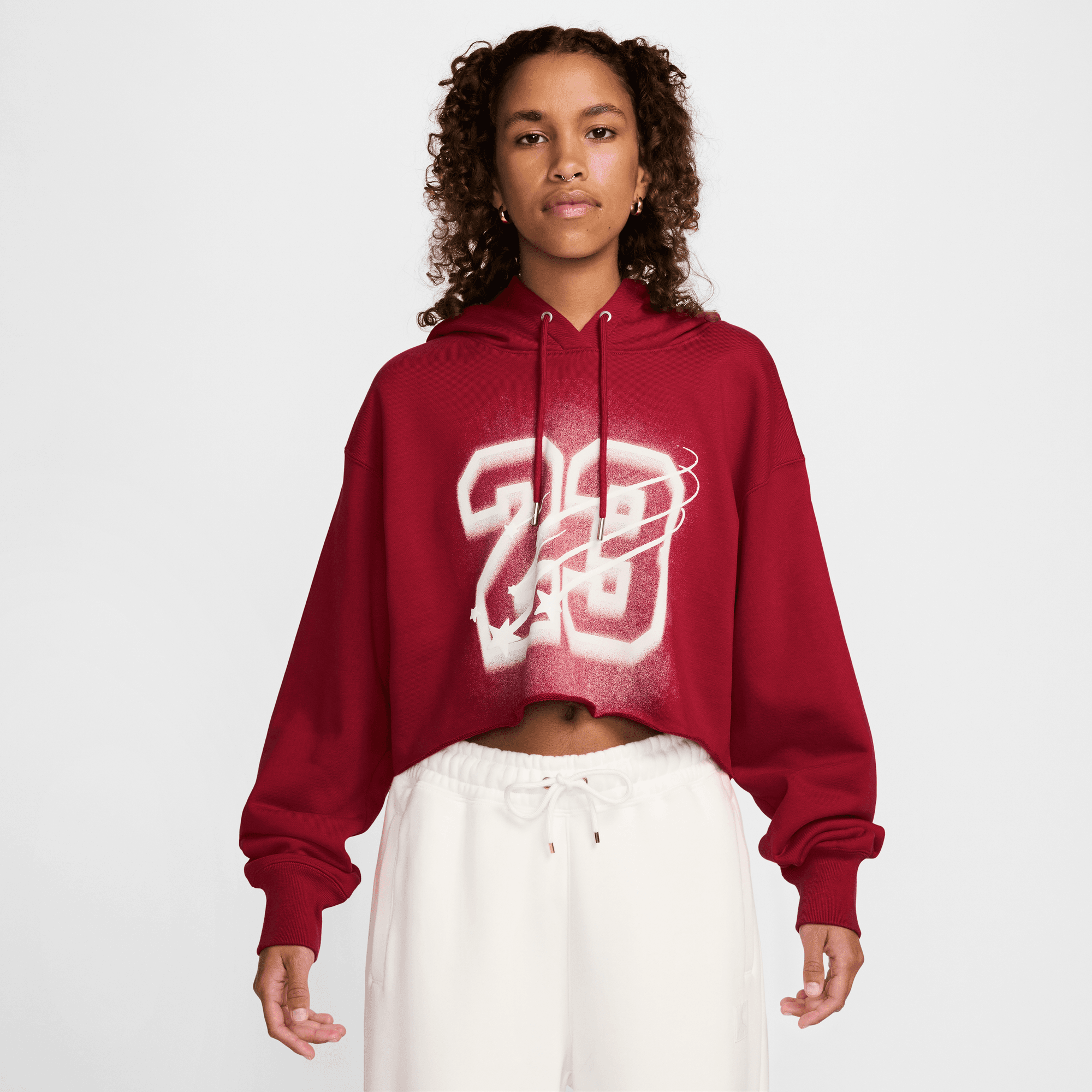 Crop Red Hoodies Womens Cotton Plain Ladies Red Crop Hoodie, Size