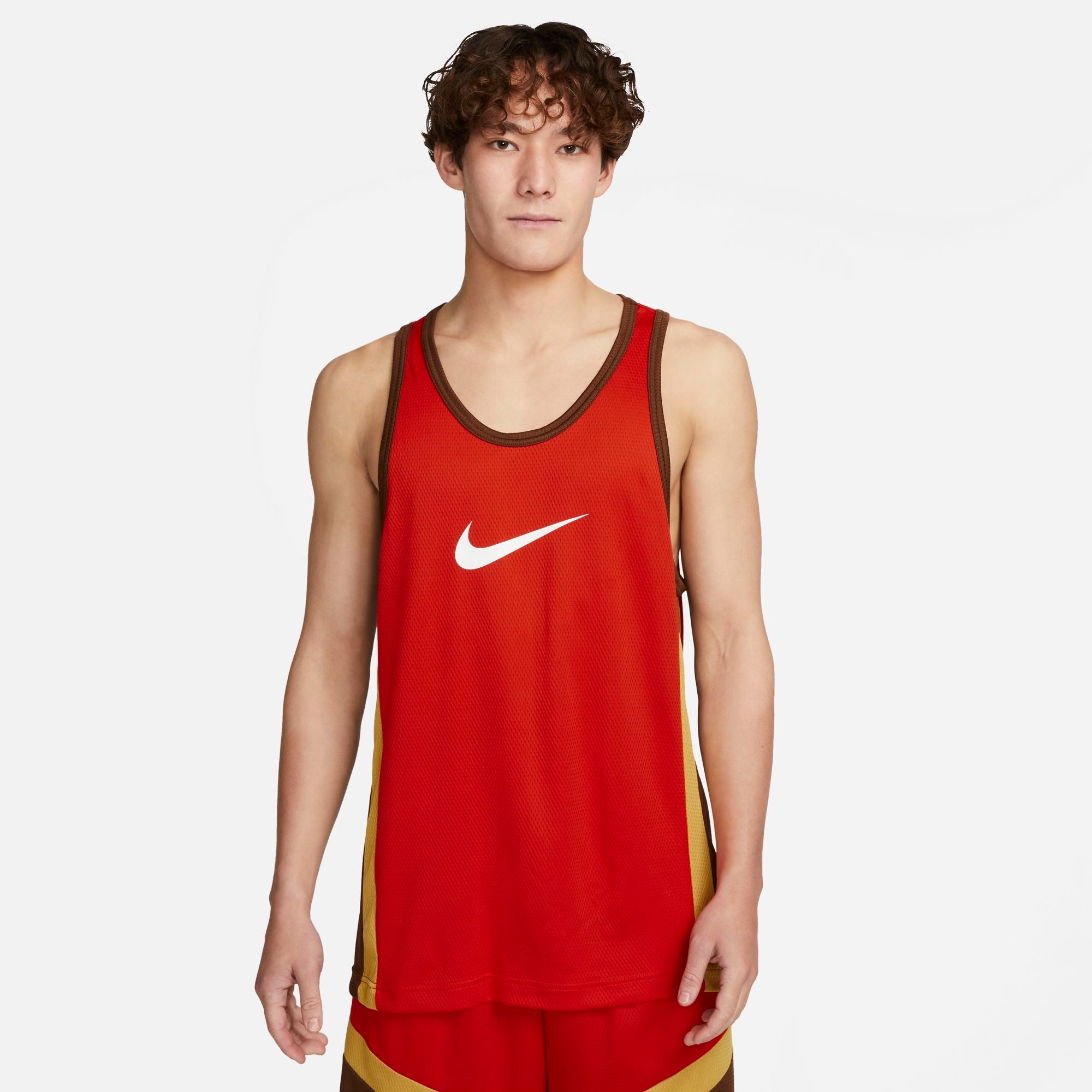 NIKE DRIFIT ICON MENS BASKETBALL JERSEY PICANTE RED/CACAO WOW/WHEAT