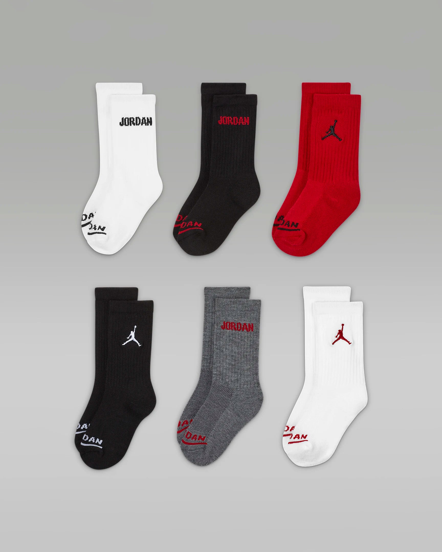 JORDAN KIDS LEGEND 6-PACK CREW SOCKS