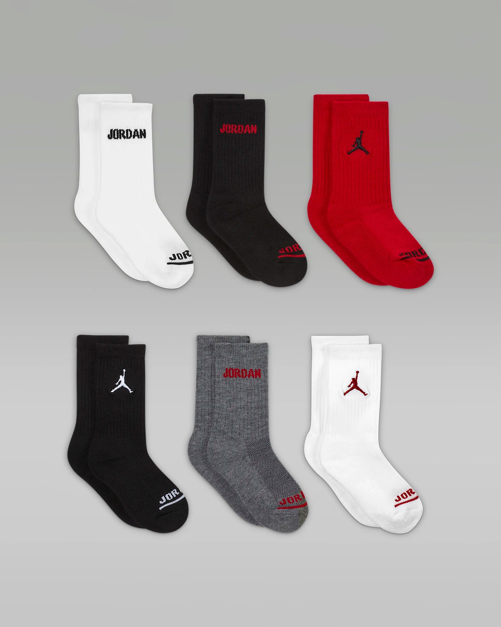 JORDAN KIDS LEGEND 6-PACK CREW SOCKS