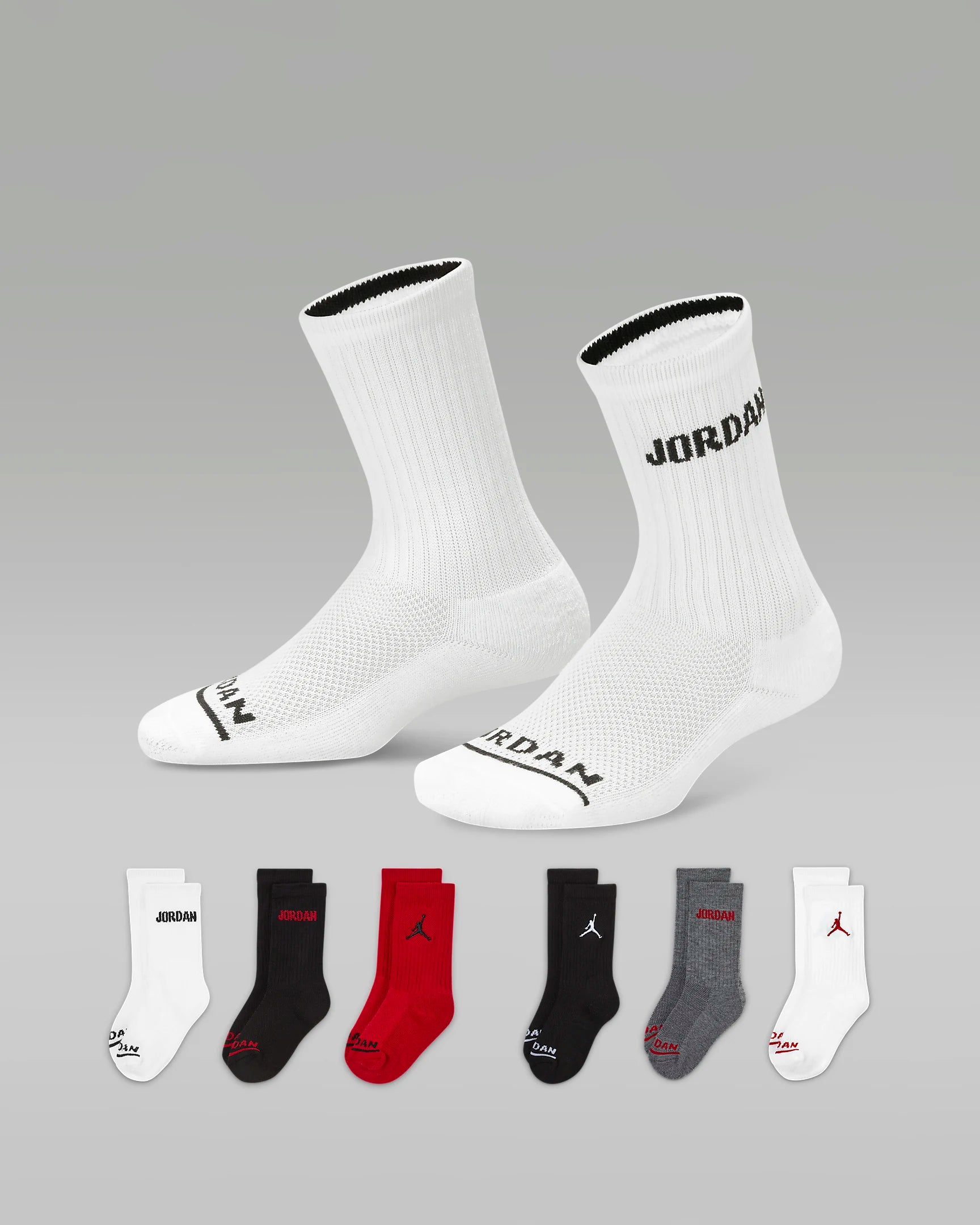 JORDAN KIDS LEGEND 6-PACK CREW SOCKS