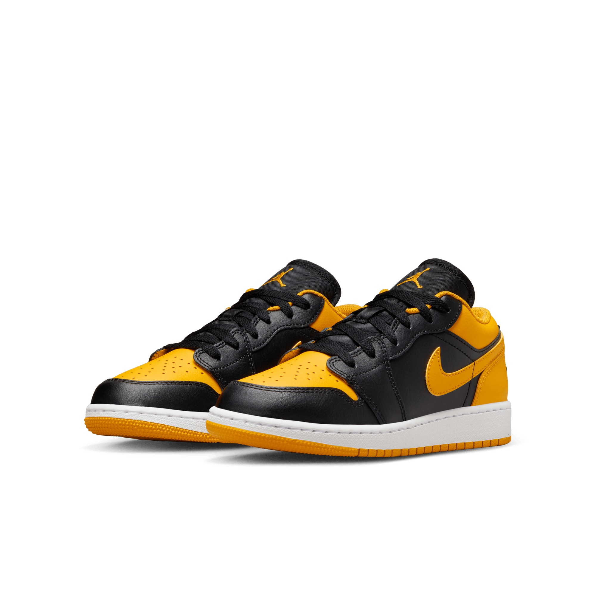 AIR JORDAN 1 LOW BIG KIDS SHOES BLACK YELLOW OCHRE WHITE Park