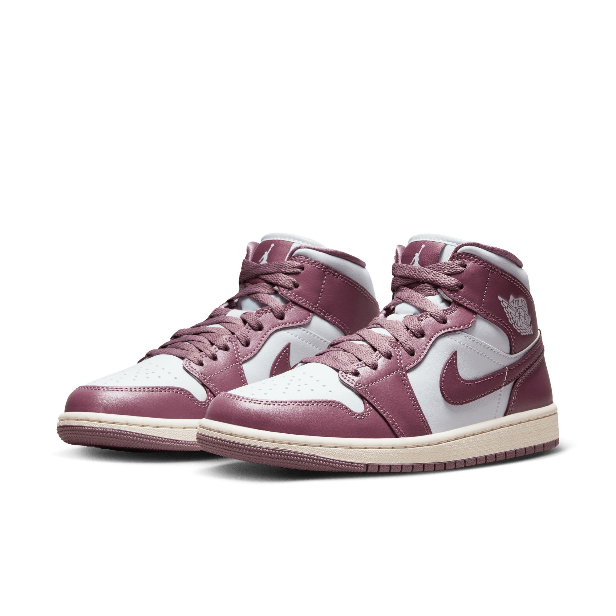 AIR JORDAN 1 MID WOMEN'S SHOES PURE PLATINUM/SKY J MAUVE