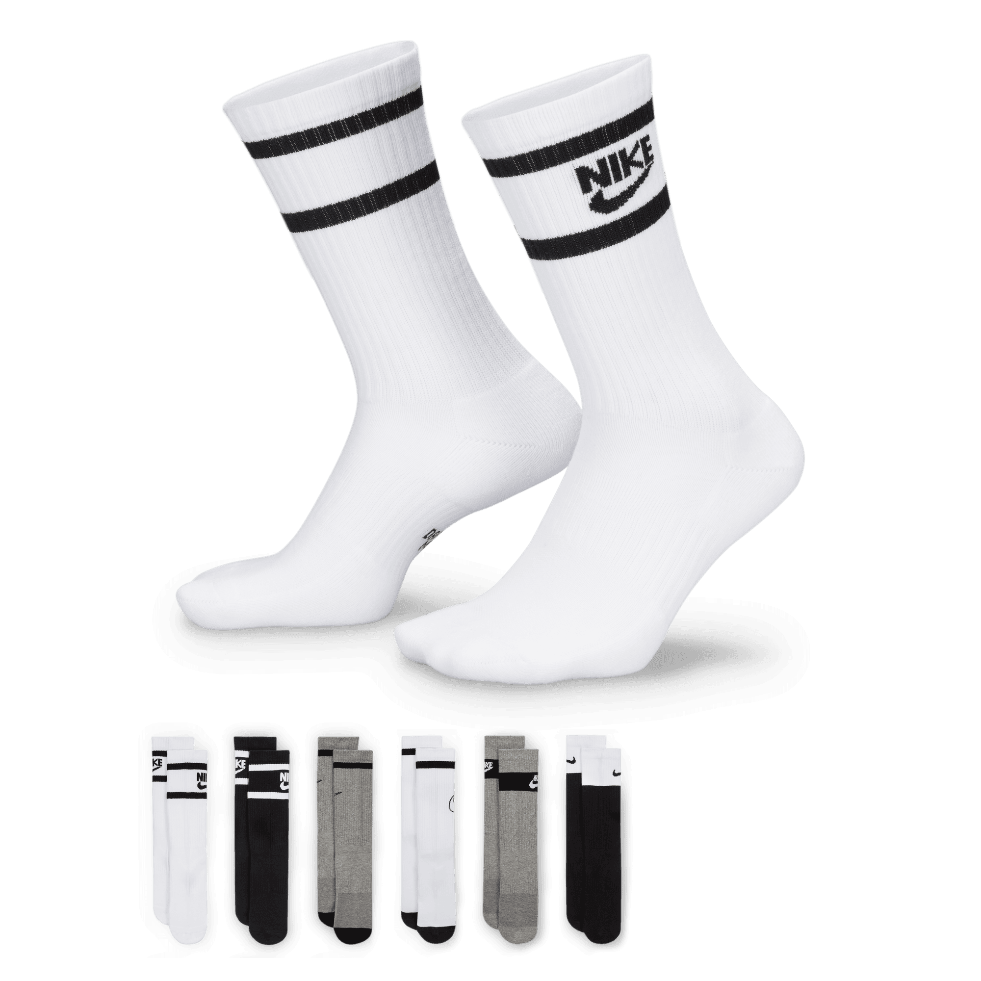 NIKE EVERYDAY KIDS' CUSHIONED CREW SOCKS (6 PAIRS)