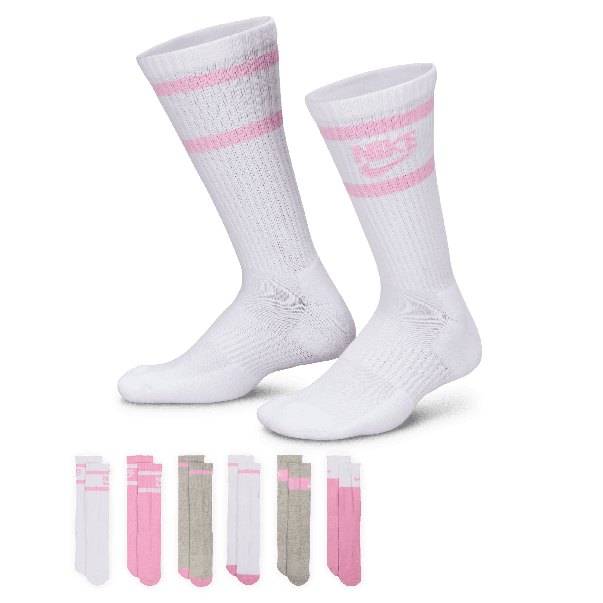 NIKE EVERYDAY KIDS' CUSHIONED CREW SOCKS (6 PAIRS)