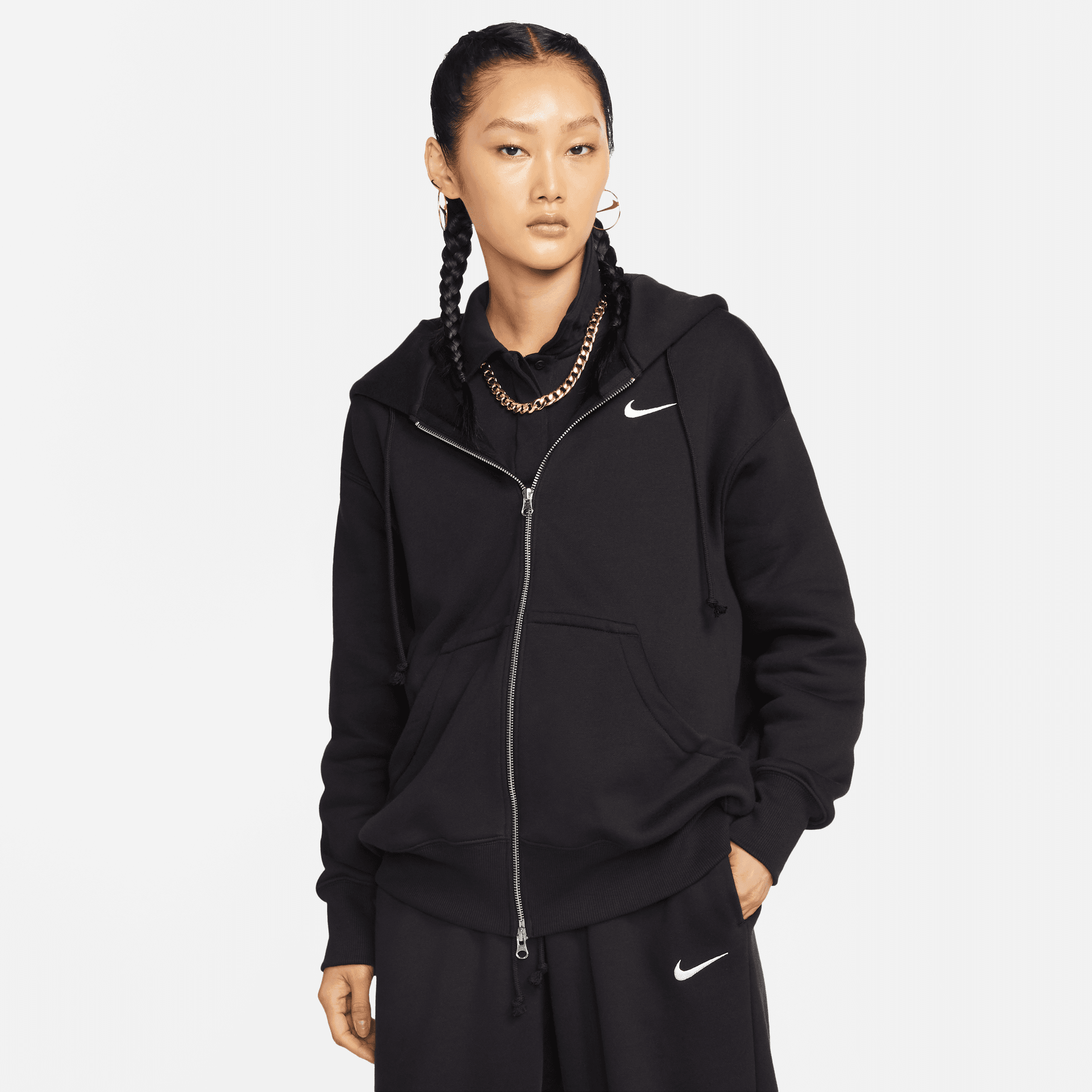 NIKE SPORTSWEAR PHOENIX FLEECE WOMEN'S OVERSIZED FULL-ZIP HOODIE BLACK ...