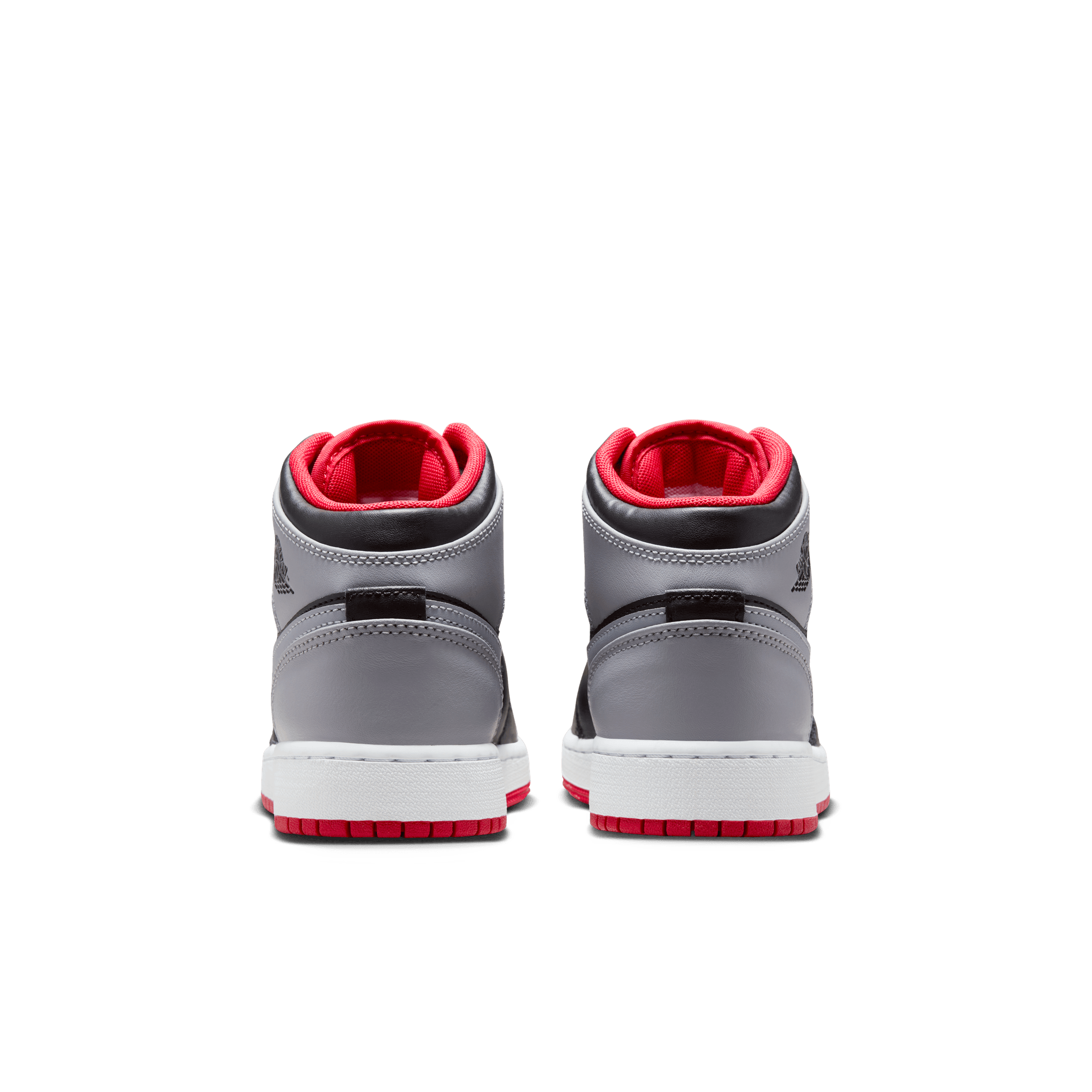 AIR JORDAN 1 MID BIG KIDS SHOES BLACK CEMENT GREY FIRE RED WHITE