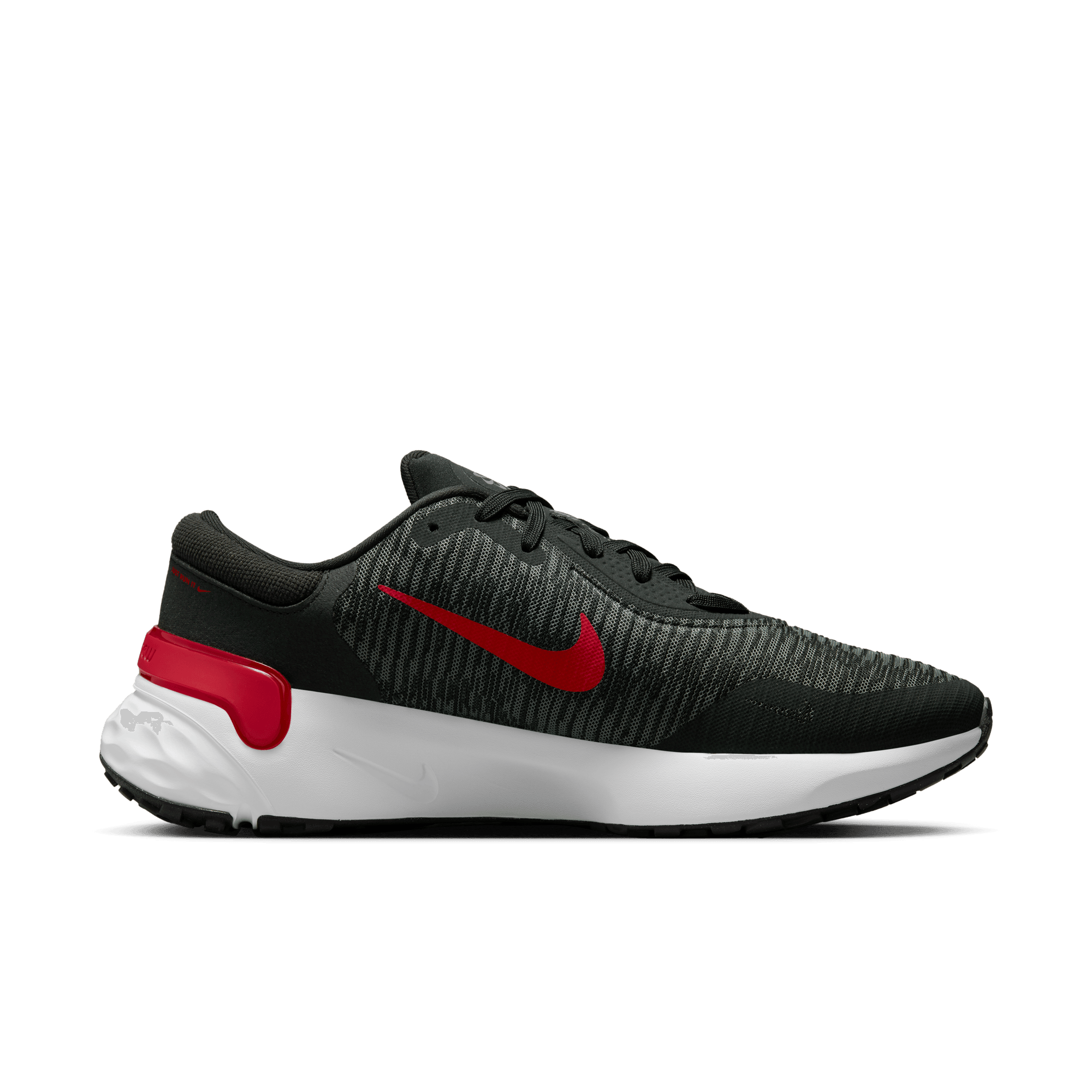 Black and red nike top running shoes