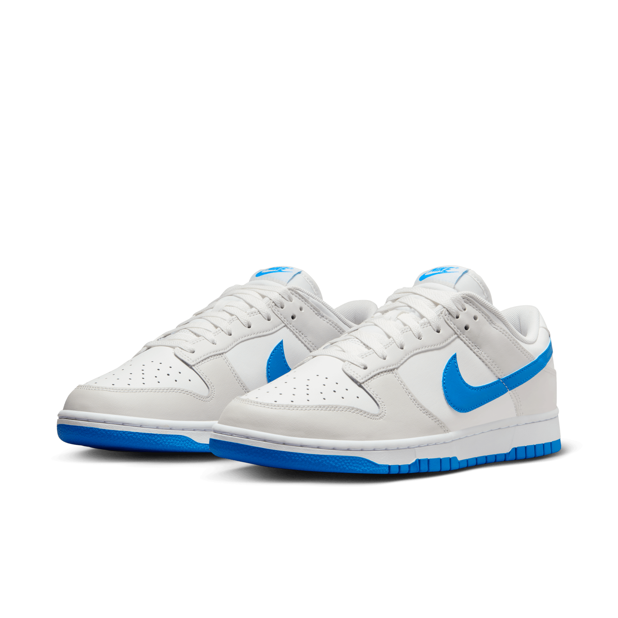 White nike shoes blue top swoosh