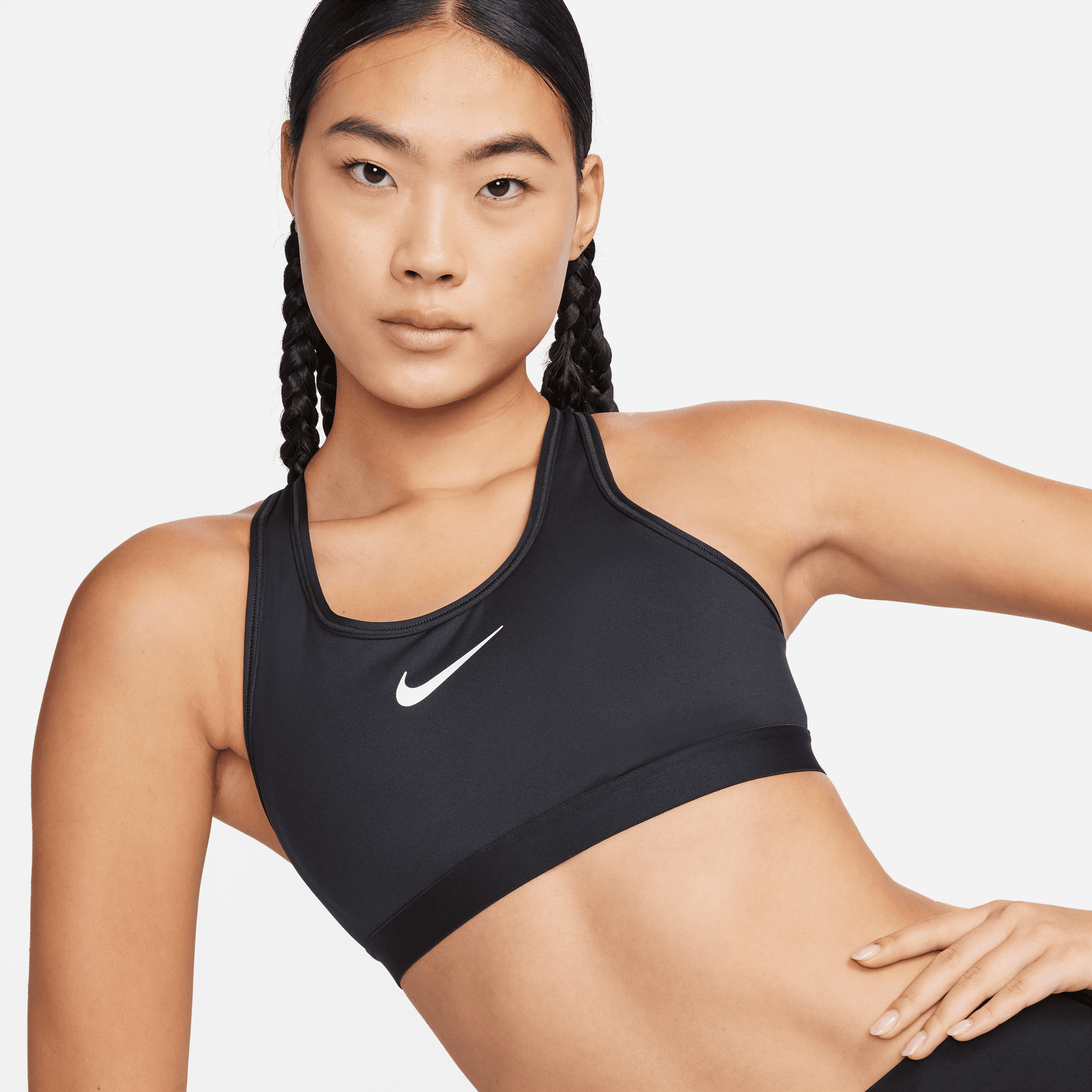 Nike Womens Dri-FIT Swoosh Non-Padded Sports Bra (Plus Size) Grey