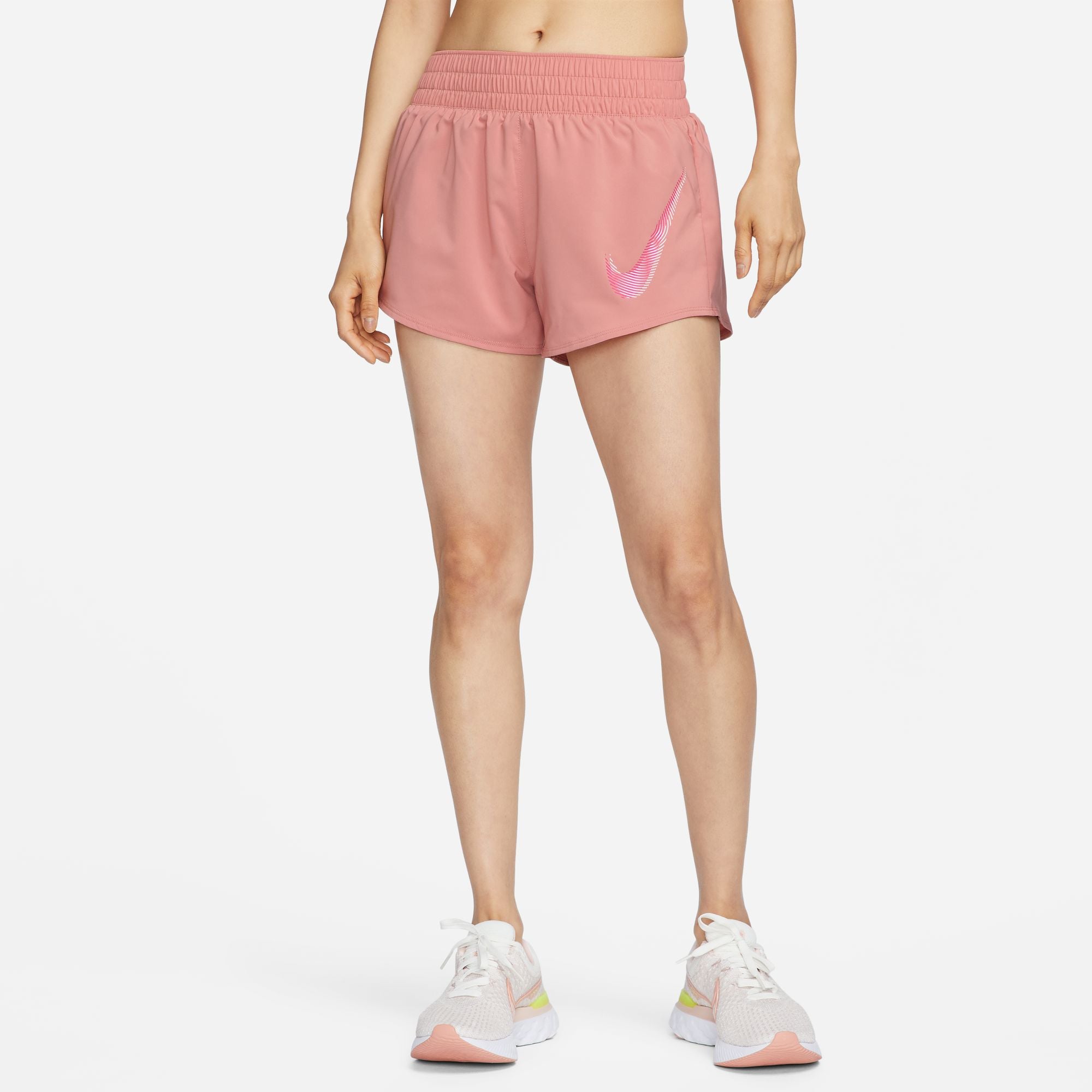 NIKE DRI-FIT ONE SWOOSH WOMEN'S MID-RISE BRIEF-LINED RUNNING SHORTS
