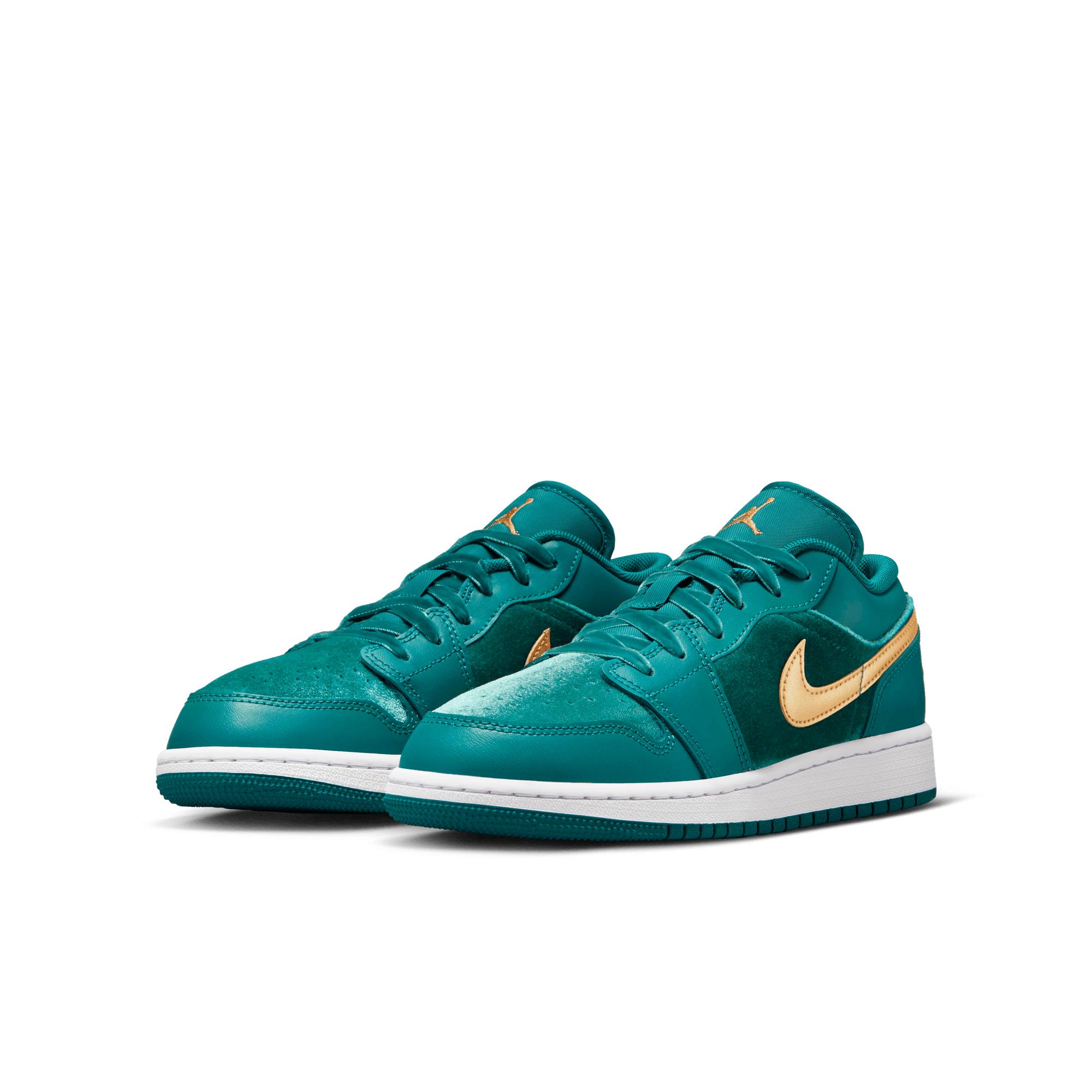 AIR JORDAN 1 LOW SE BIG KIDS SHOES GEODE TEAL METALLIC GOLD