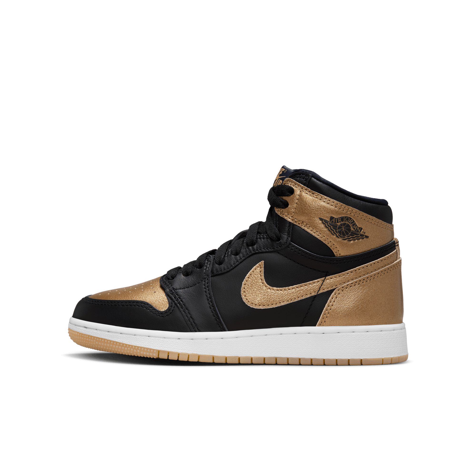 AIR JORDAN 1 HIGH OG "BLACK AND GOLD" BIG KIDS' SHOES