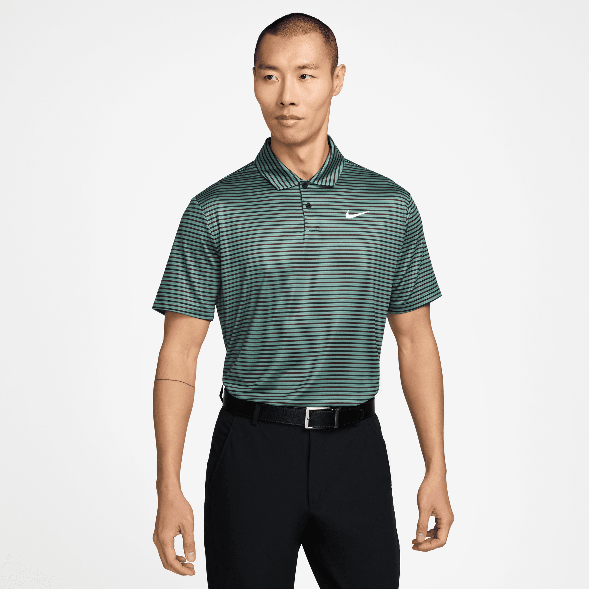 NIKE TOUR MENS DRI-FIT STRIPED GOLF POLO