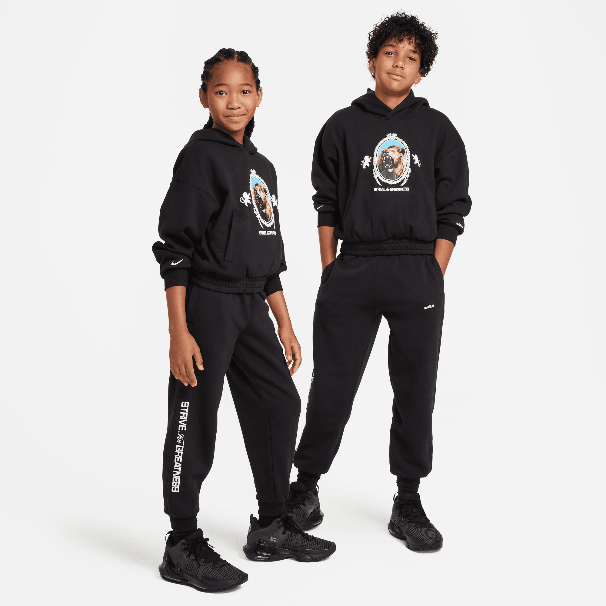 LEBRON BIG KIDS BASKETBALL PANTS BLACK PALE IVORY Park Access