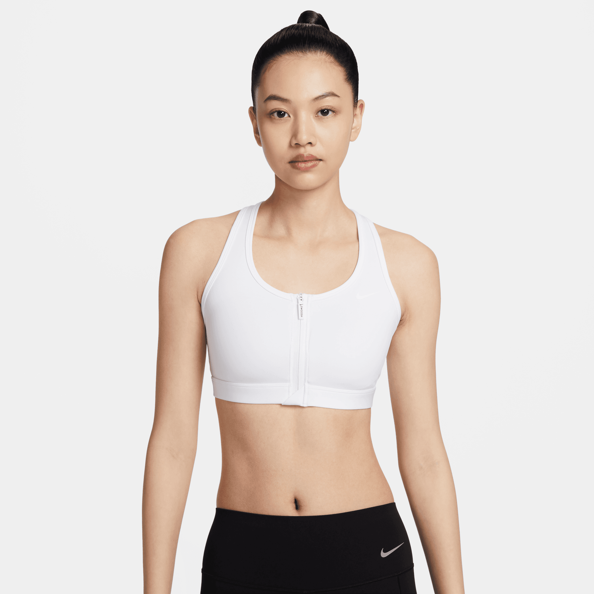 NIKE SWOOSH FRONT ZIP WOMEN'S MEDIUM-SUPPORT PADDED SPORTS BRA