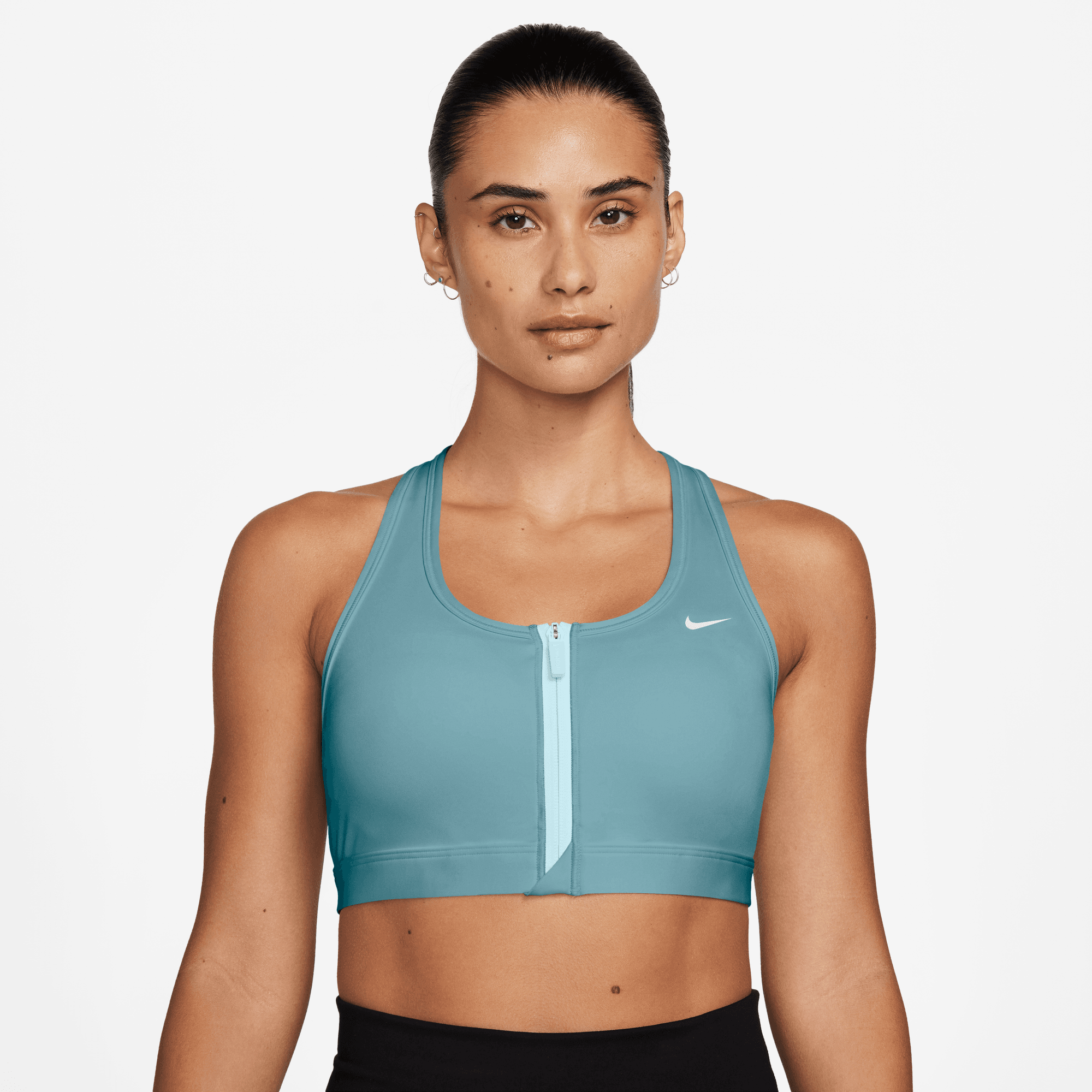 NIKE SWOOSH FRONT ZIP WOMEN'S MEDIUM-SUPPORT PADDED SPORTS BRA