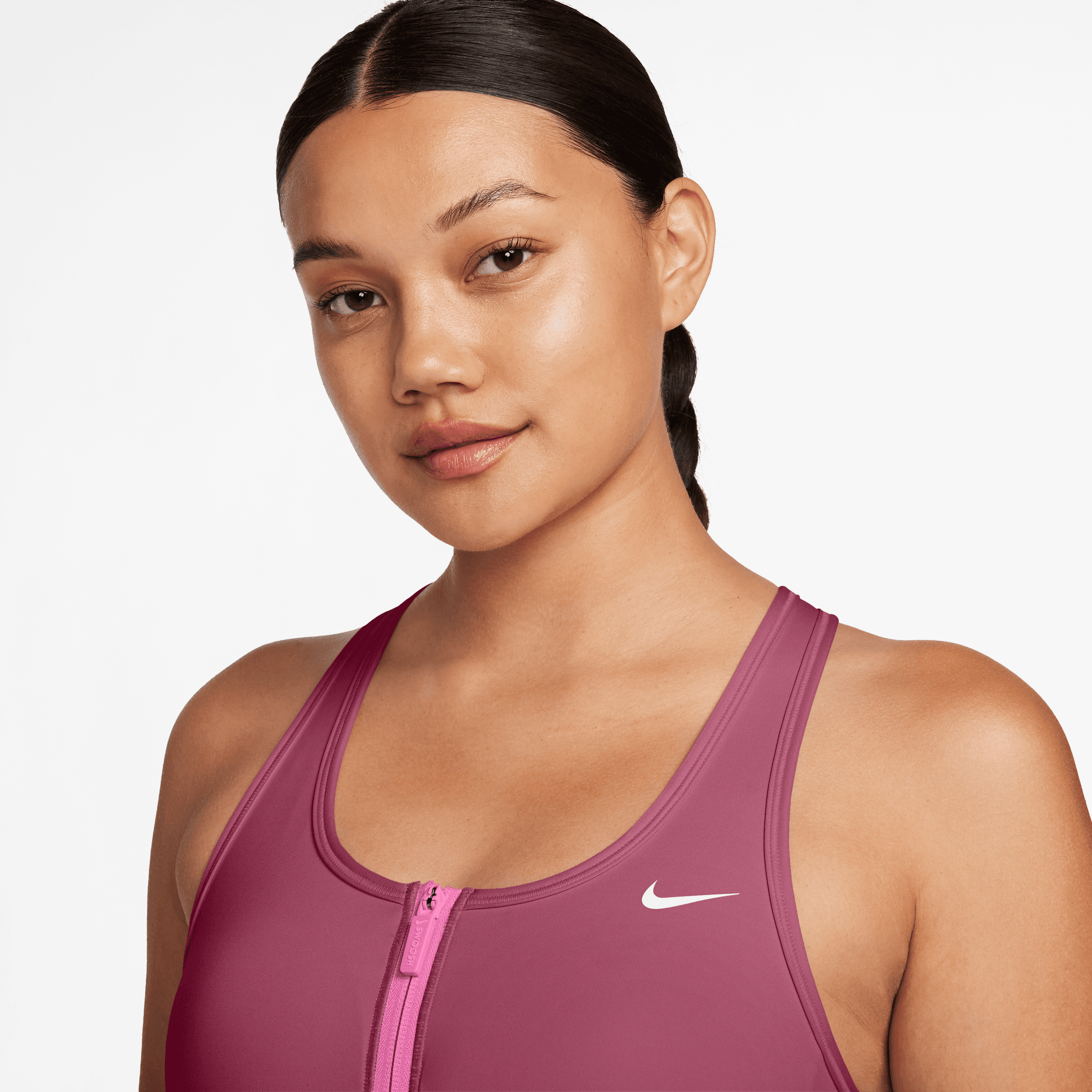 NIKE SWOOSH FRONT ZIP WOMEN'S MEDIUM-SUPPORT PADDED SPORTS BRA