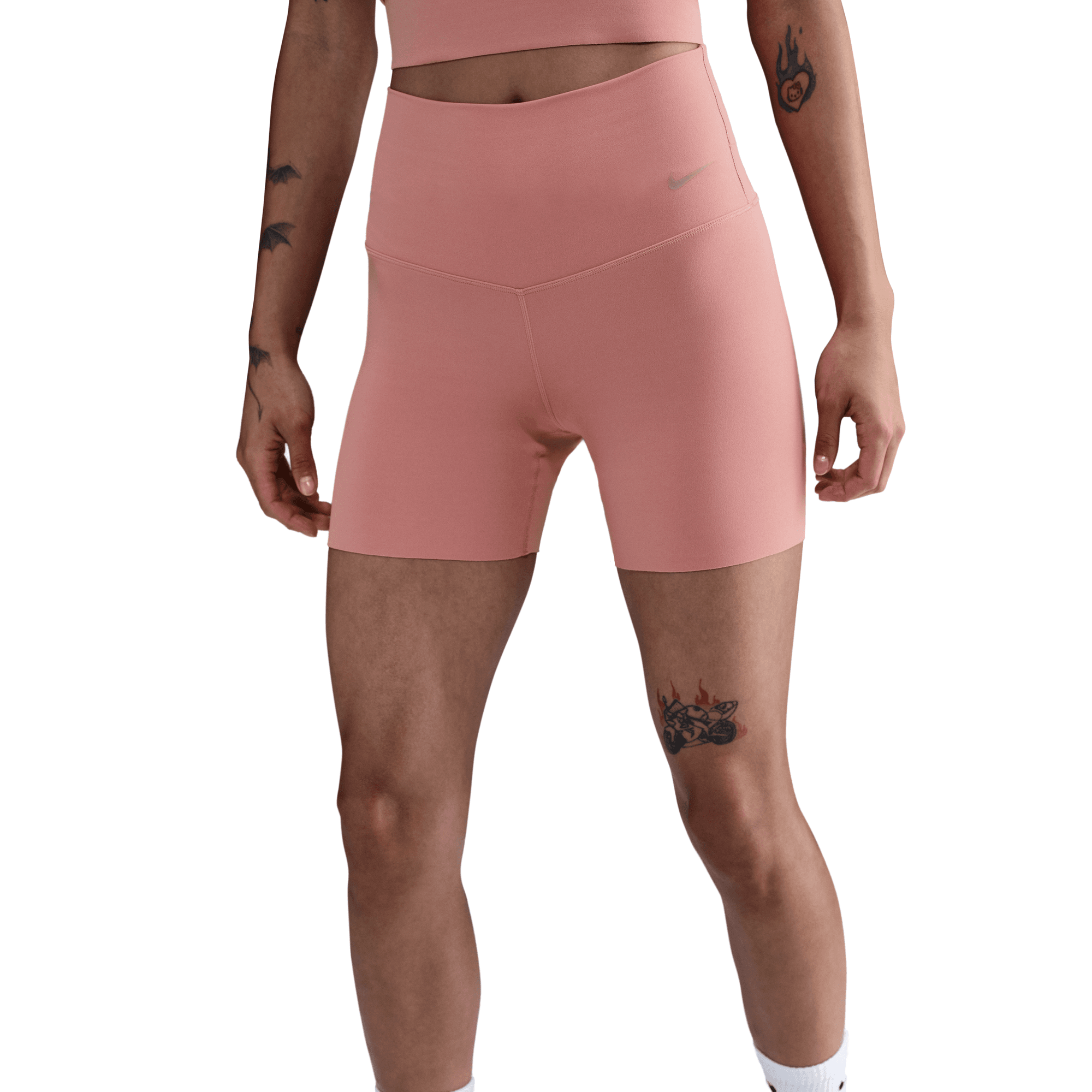 NIKE ZENVY WOMEN'S GENTLE-SUPPORT HIGH-WAISTED 5" BIKER SHORTS