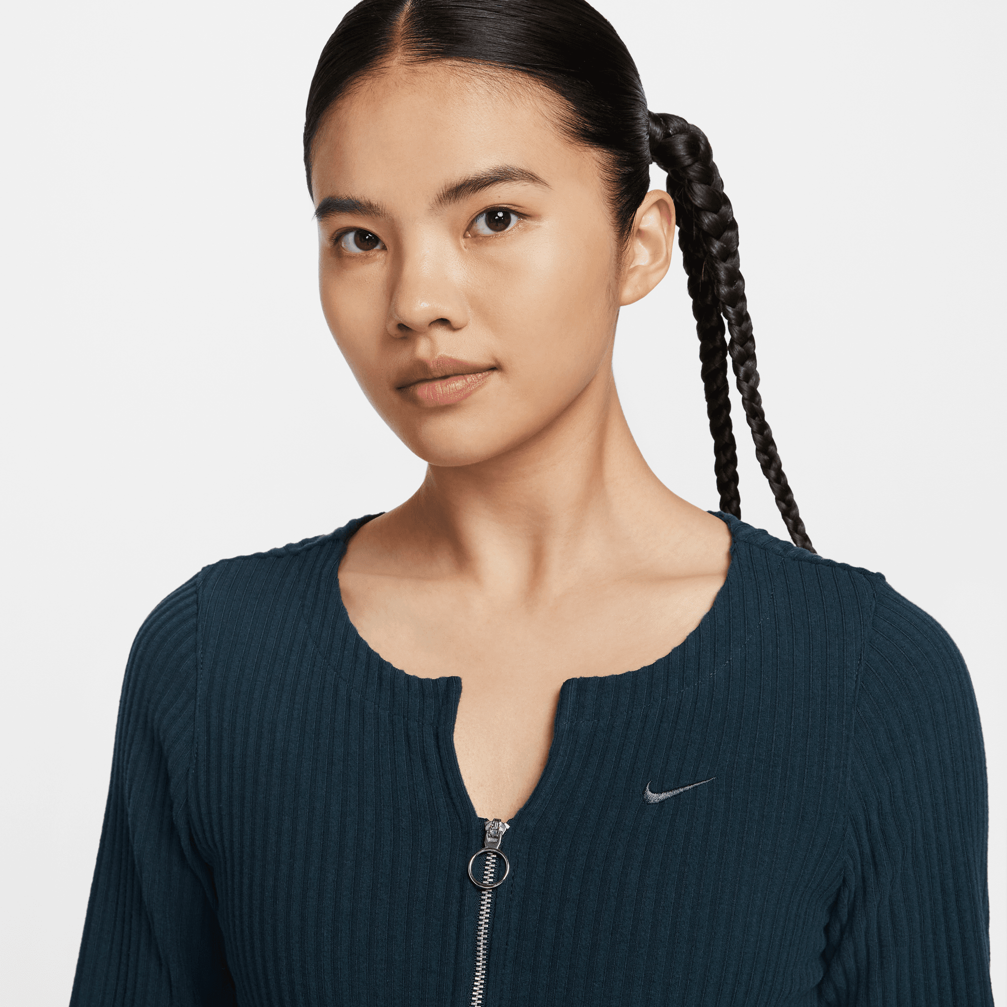 NIKE SPORTSWEAR CHILL KNIT WOMENS SLIM FULL-ZIP RIBBED CARDIGAN