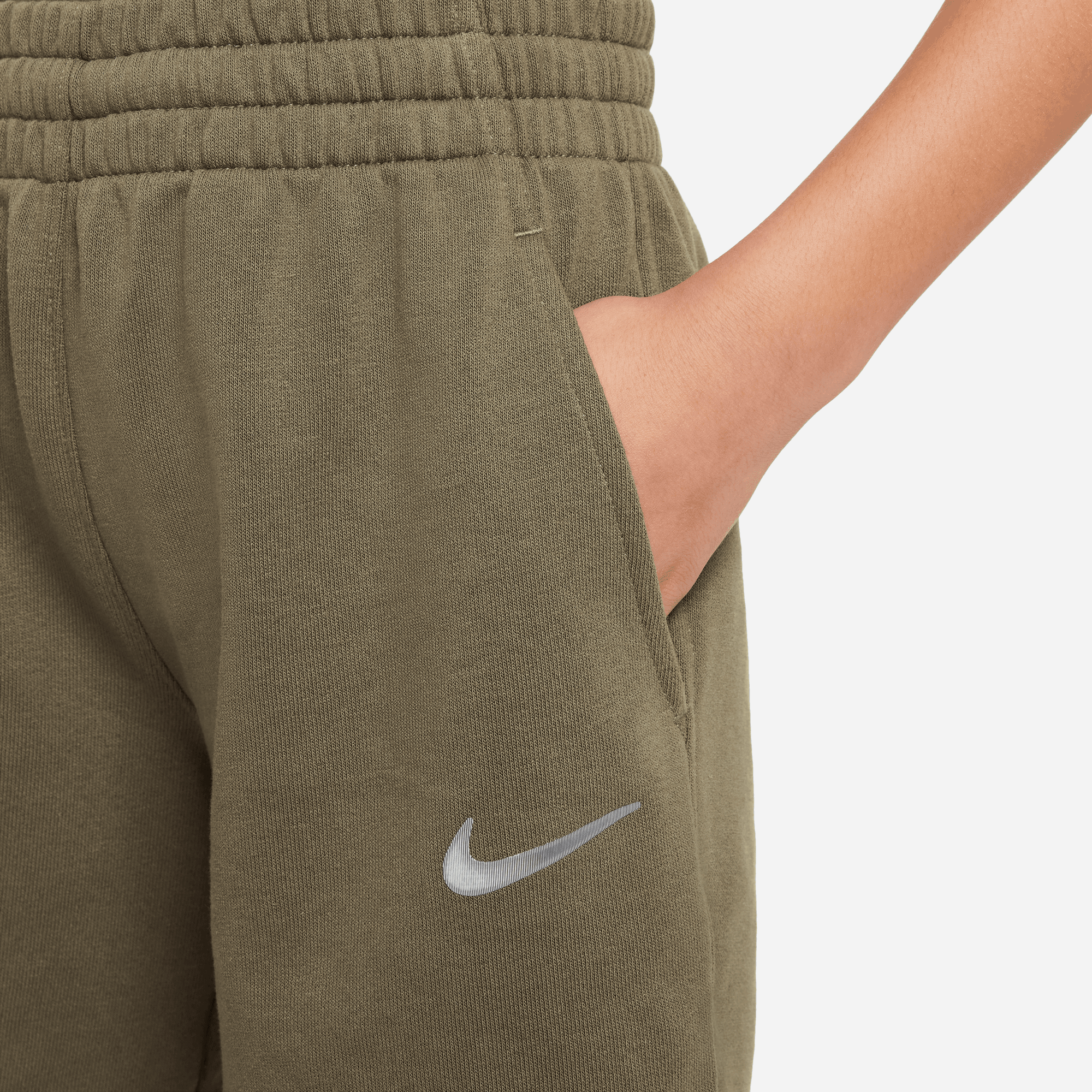 NIKE SPORTSWEAR BIG KIDS' (GIRLS') DRI-FIT FLEECE SHORTS MEDIUM OLIVE ...