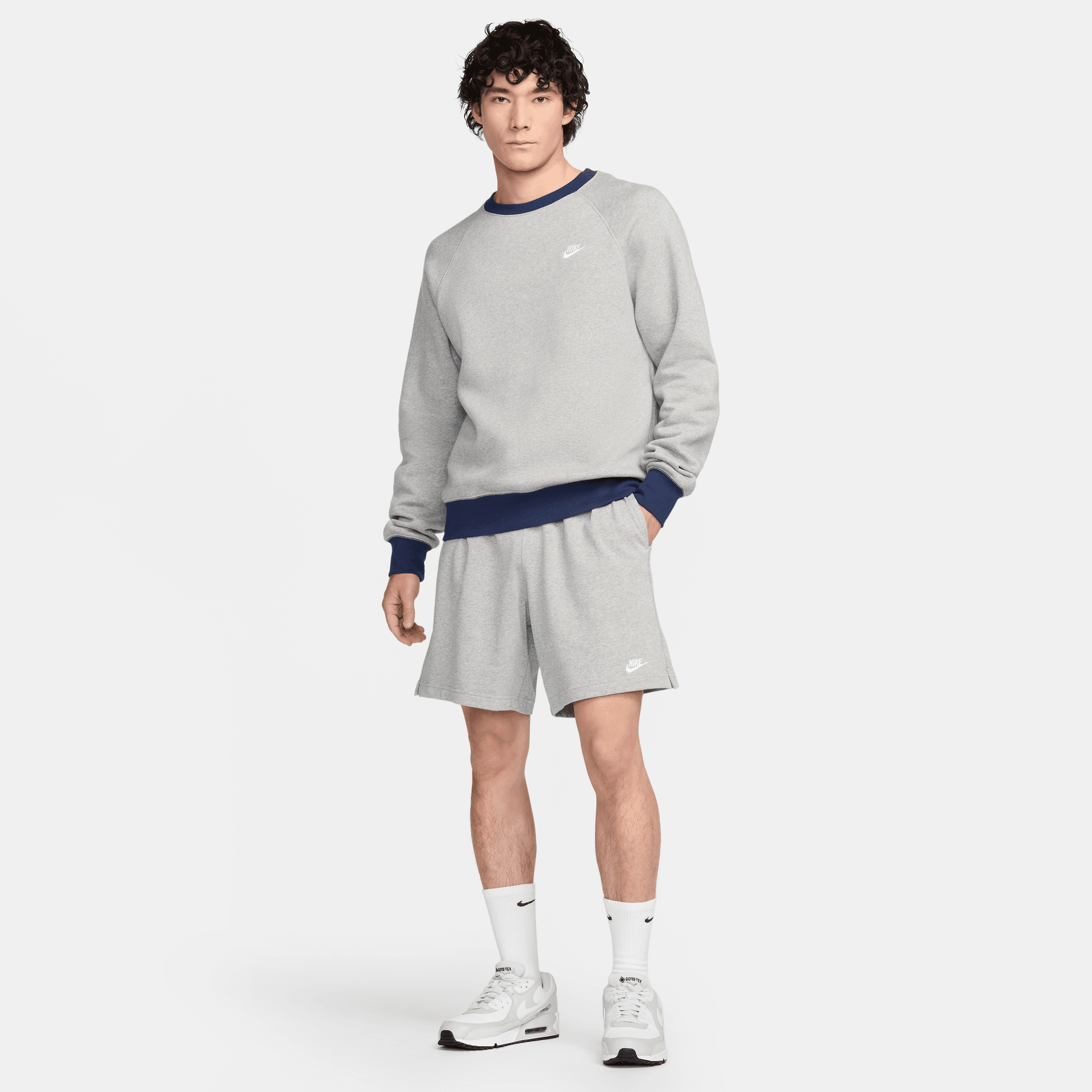 NIKE CLUB MEN'S KNIT SHORTS DK GREY HEATHER/WHITE – Park Access NIKE CLUB MEN'S KNIT SHORTS DK GREY HEATHER/WHITE – Park Access