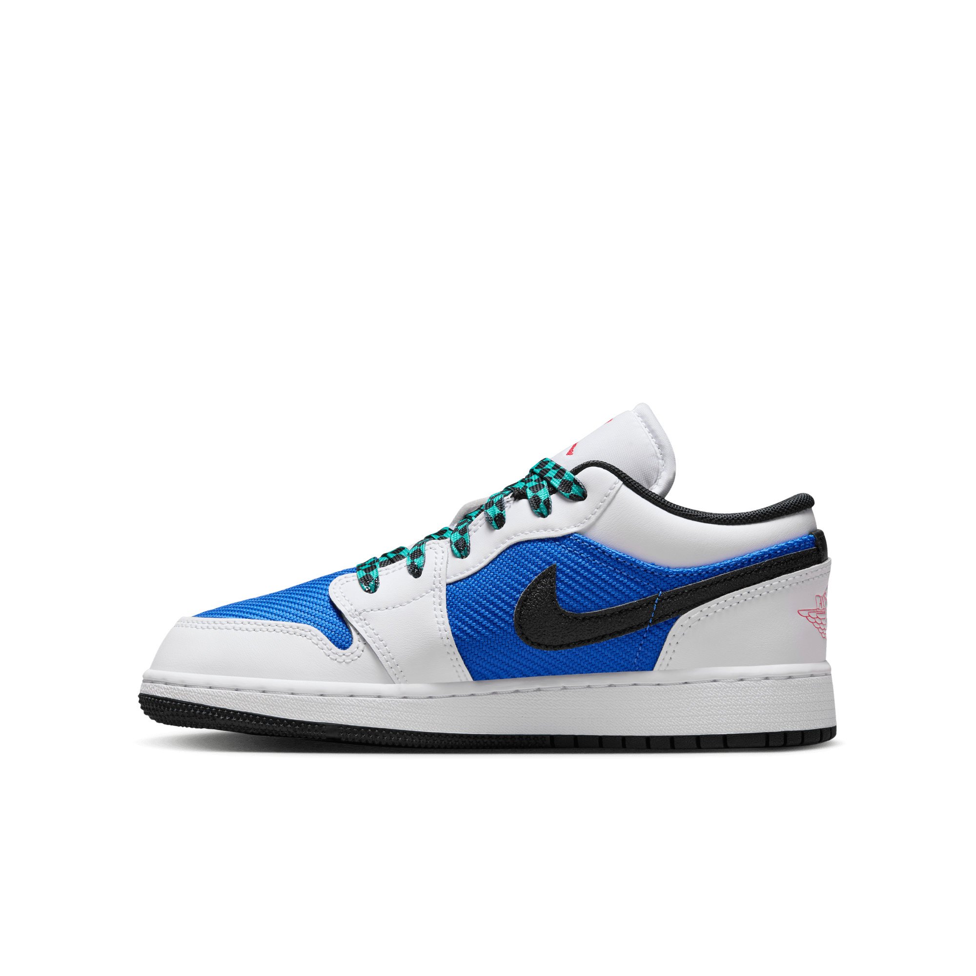 AIR JORDAN 1 LOW SE BIG KIDS SHOES WHITE BLACK HYPER ROYAL HYPER JADE Park Access