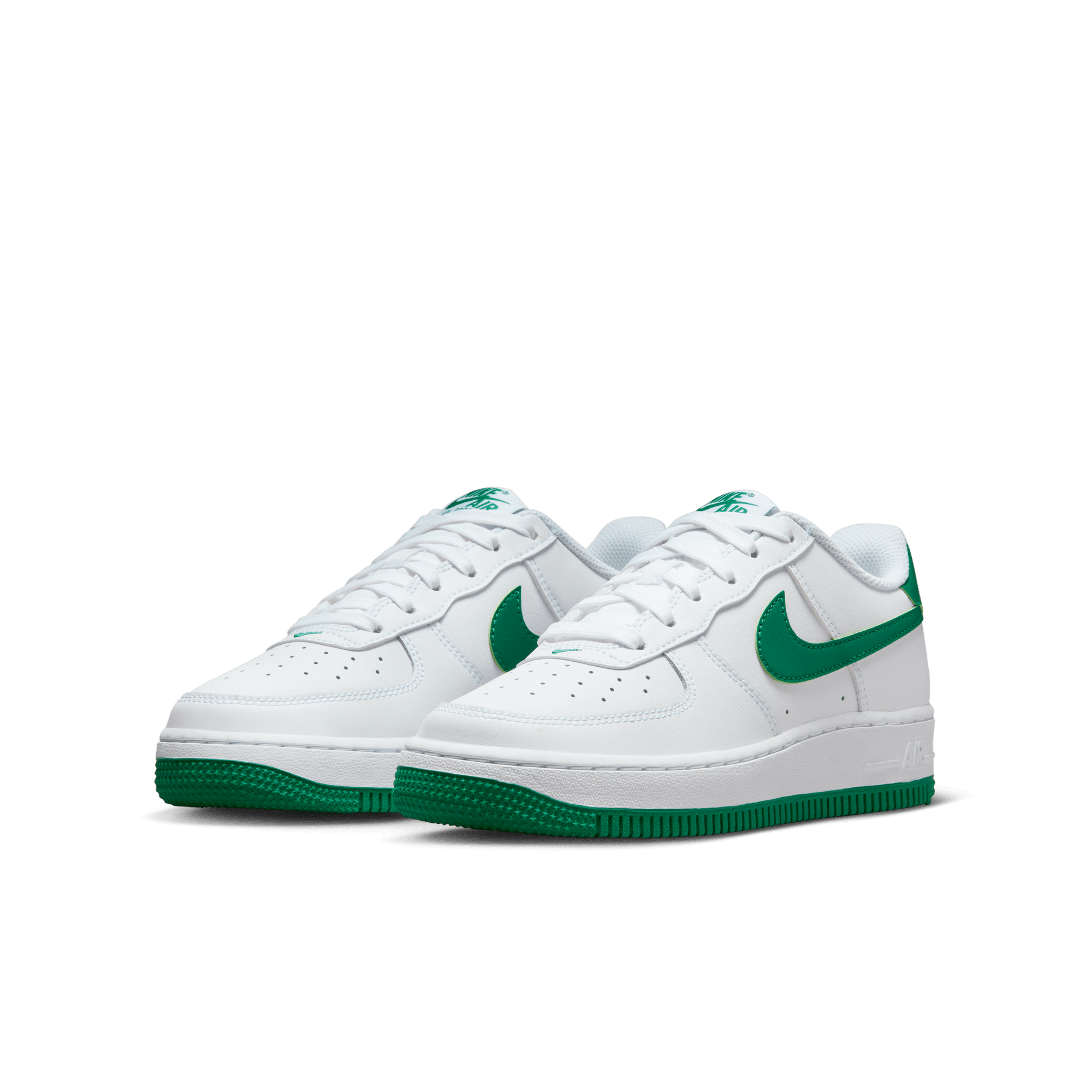 NIKE AIR FORCE 1 LITTLE BIG KIDS SHOES WHITE MALACHITE WHITE