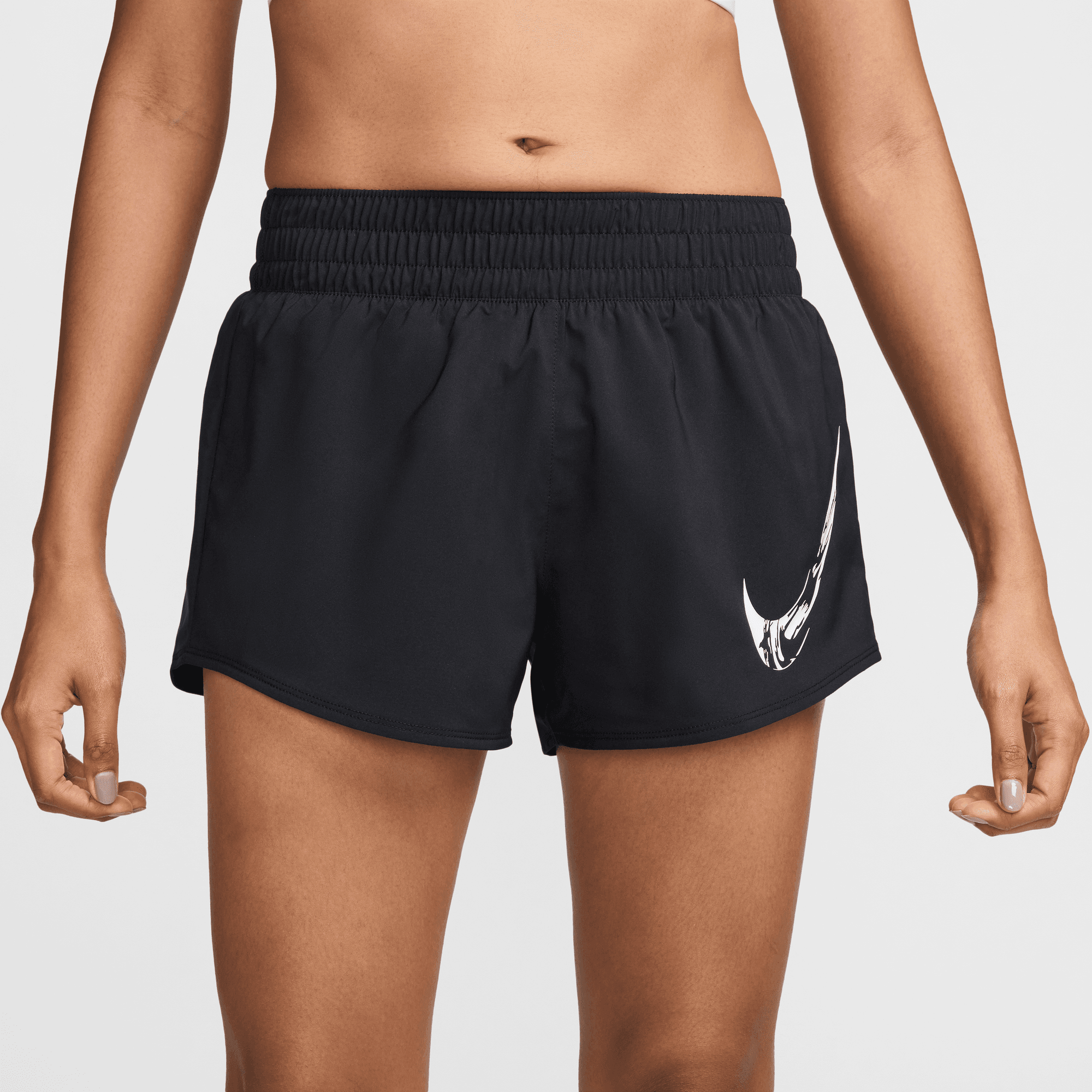 NIKE ONE WOMEN'S DRI-FIT MID-RISE BRIEF-LINED GRAPHIC SHORTS