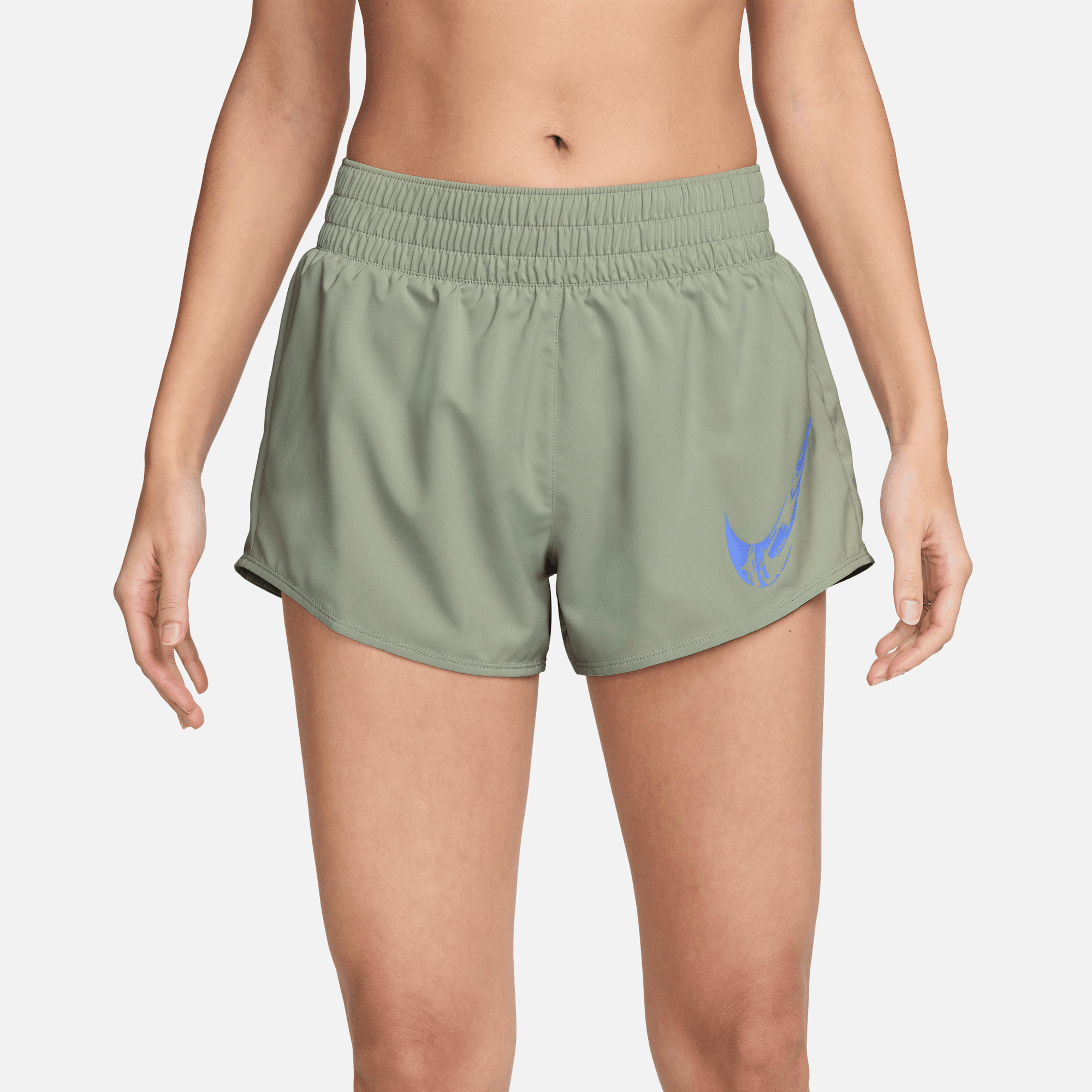 NIKE ONE WOMEN'S DRI-FIT MID-RISE BRIEF-LINED GRAPHIC SHORTS