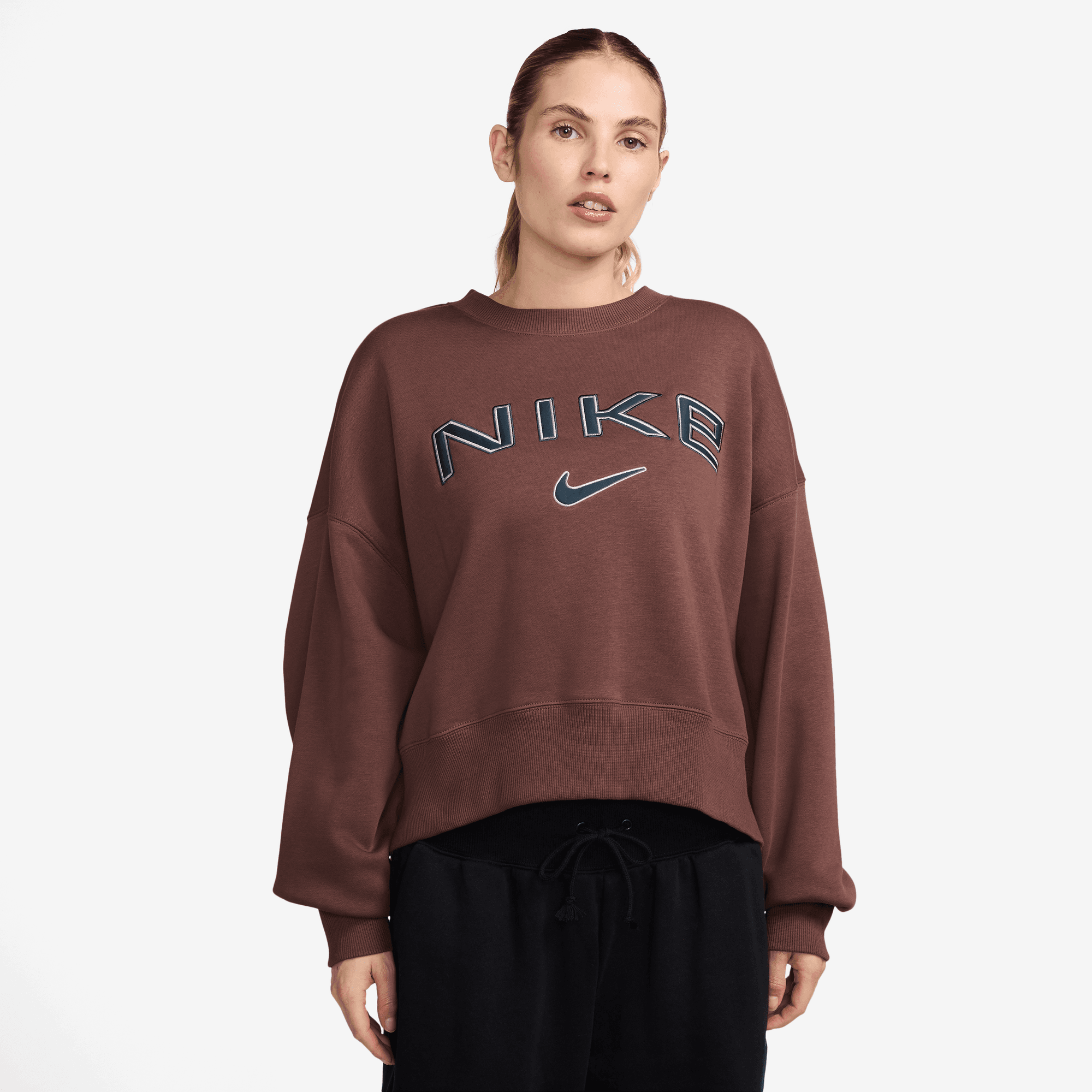 NIKE SPORTSWEAR PHOENIX FLEECE WOMEN'S OVER-OVERSIZED CREW-NECK LOGO SWEATSHIRT