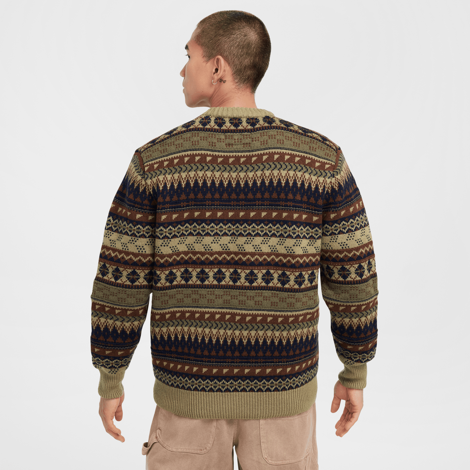 NIKE LIFE MEN'S FAIR ISLE SWOOSH SWEATER