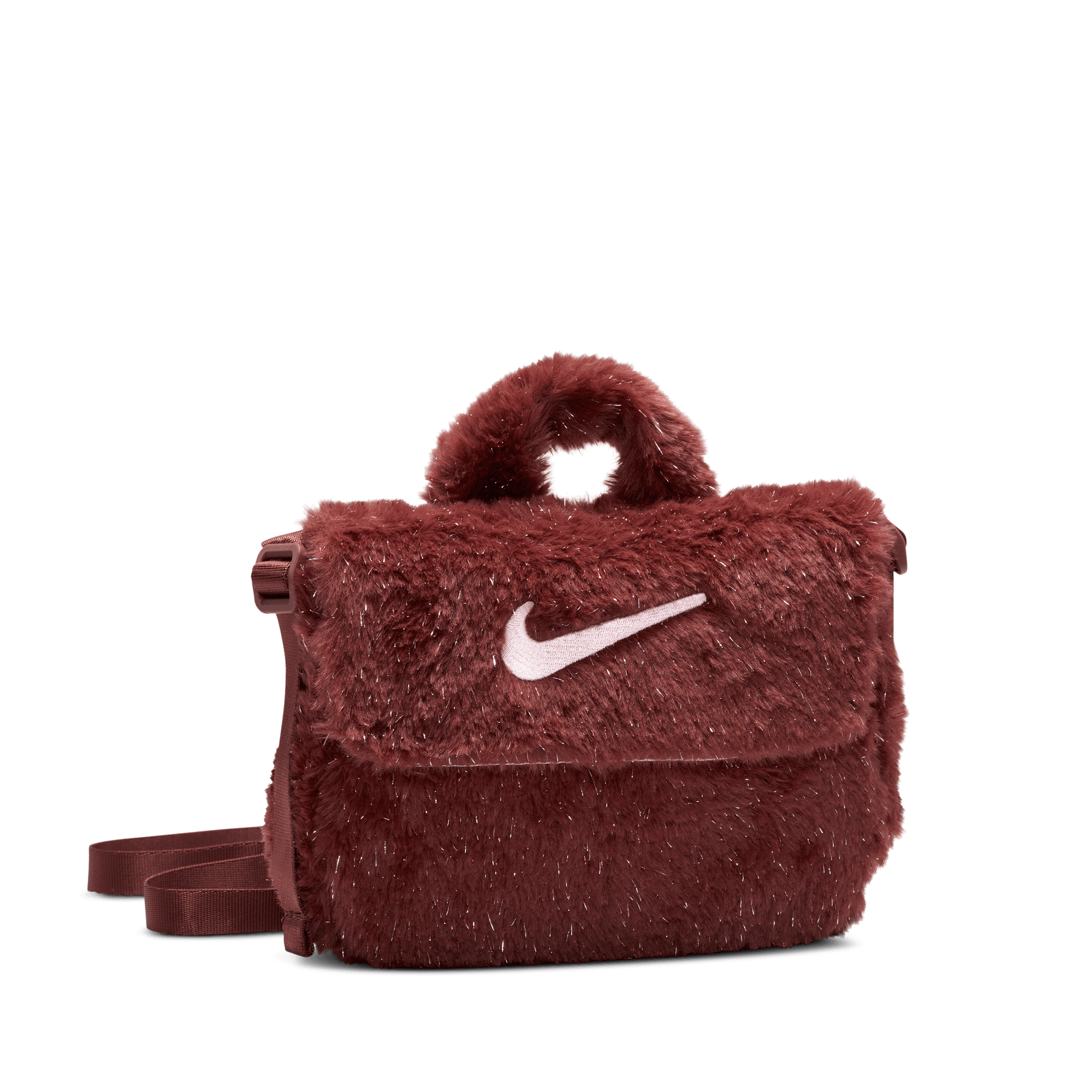 NIKE BIG KIDS' FAUX FUR CROSSBODY BAG (1L)