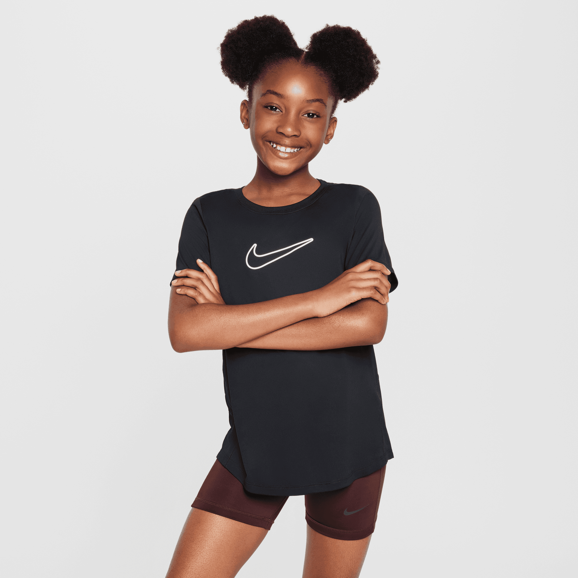 NIKE ONE FITTED BIG KIDS' (GIRLS) DRI-FIT SHORT-SLEEVE TOP