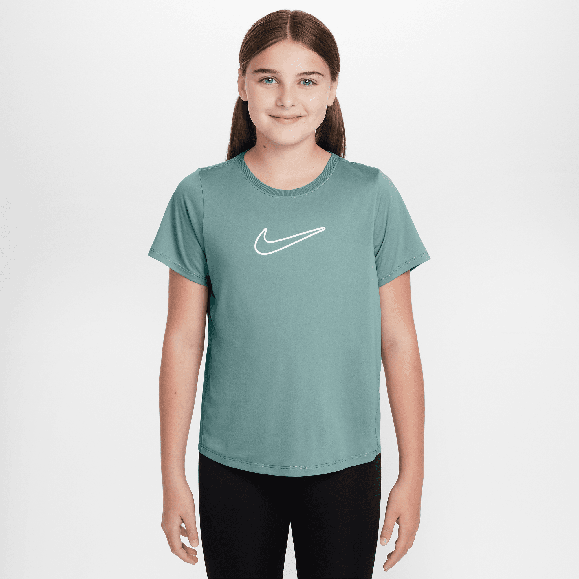 NIKE ONE FITTED BIG KIDS' (GIRLS') DRI-FIT SHORT-SLEEVE TOP