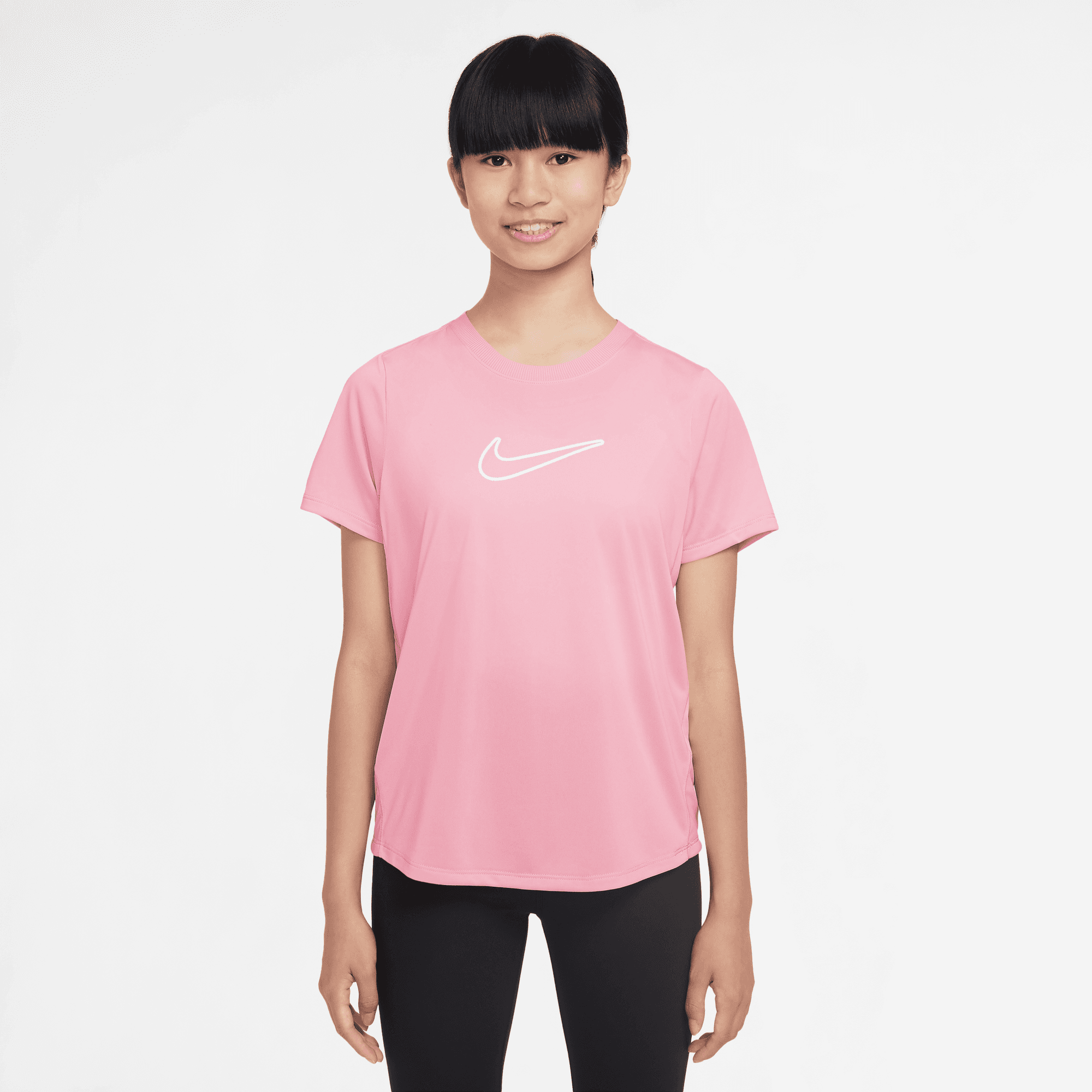 NIKE ONE FITTED BIG KIDS' (GIRLS') DRI-FIT SHORT-SLEEVE TOP
