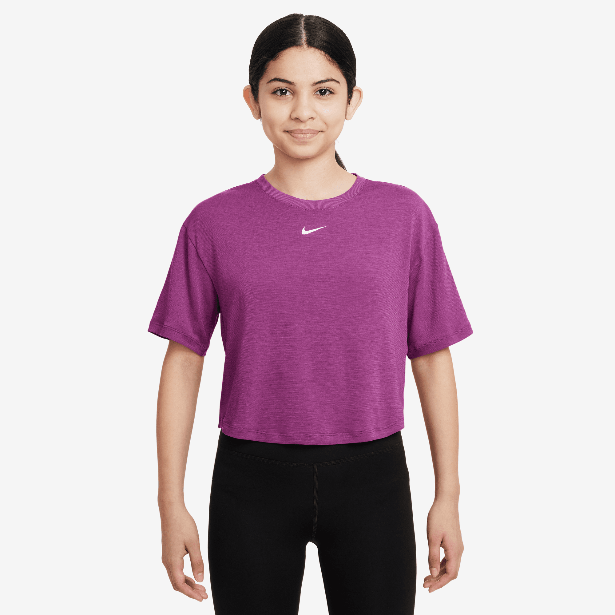 NIKE ONE RELAXED BIG KIDS' (GIRLS') DRI-FIT SHORT-SLEEVE TOP