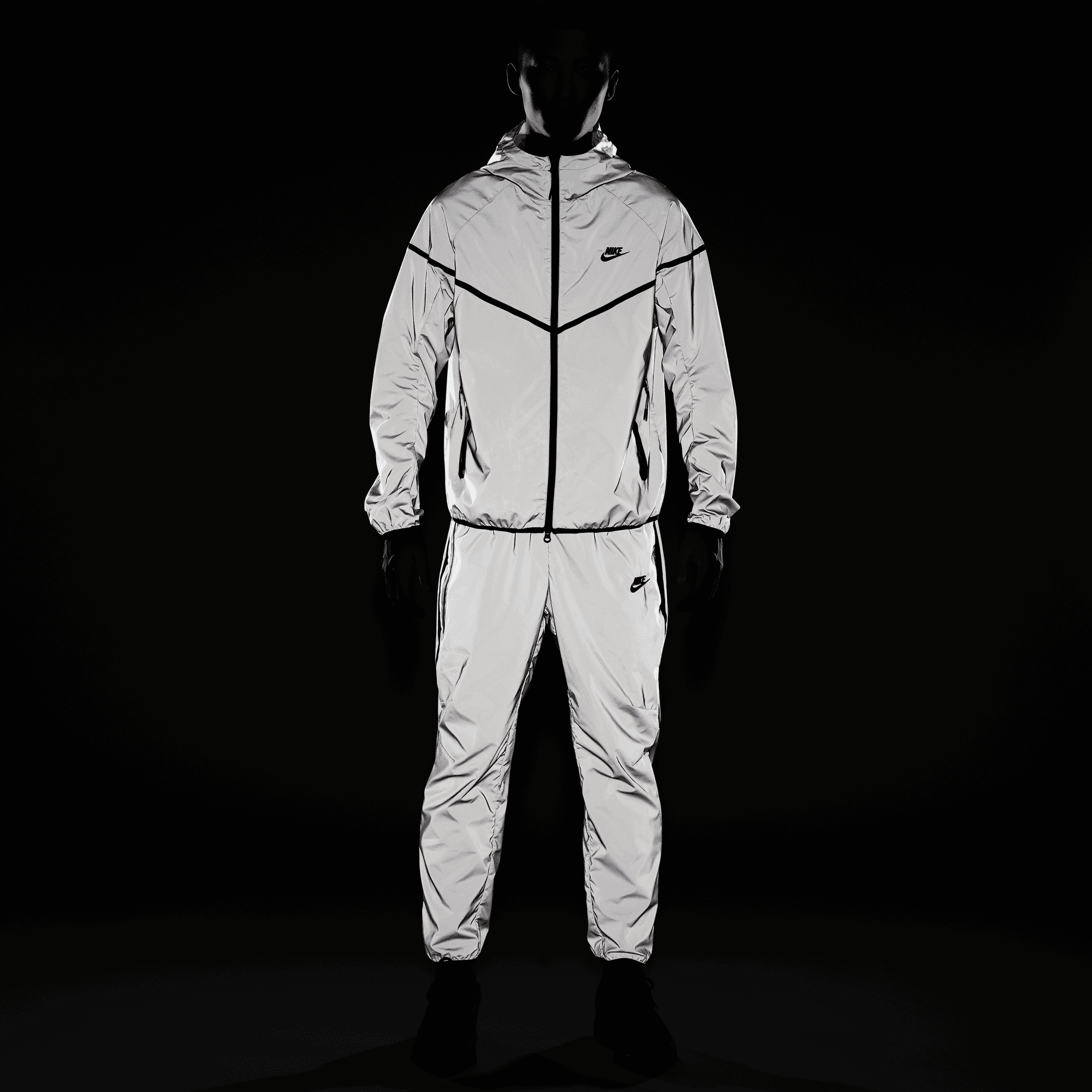 NIKE TECH MEN S WOVEN FLASH PANTS REFLECT SILVER BLACK Park Access