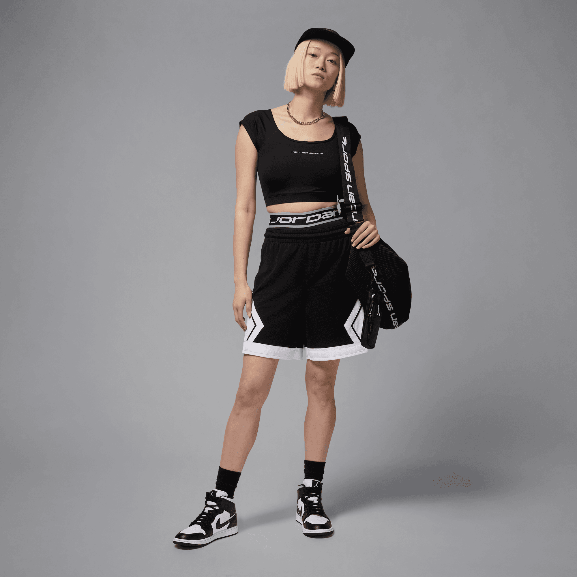 JORDAN SPORT WOMEN'S SHORT-SLEEVE KNIT CROP TOP BLACK – Park Access