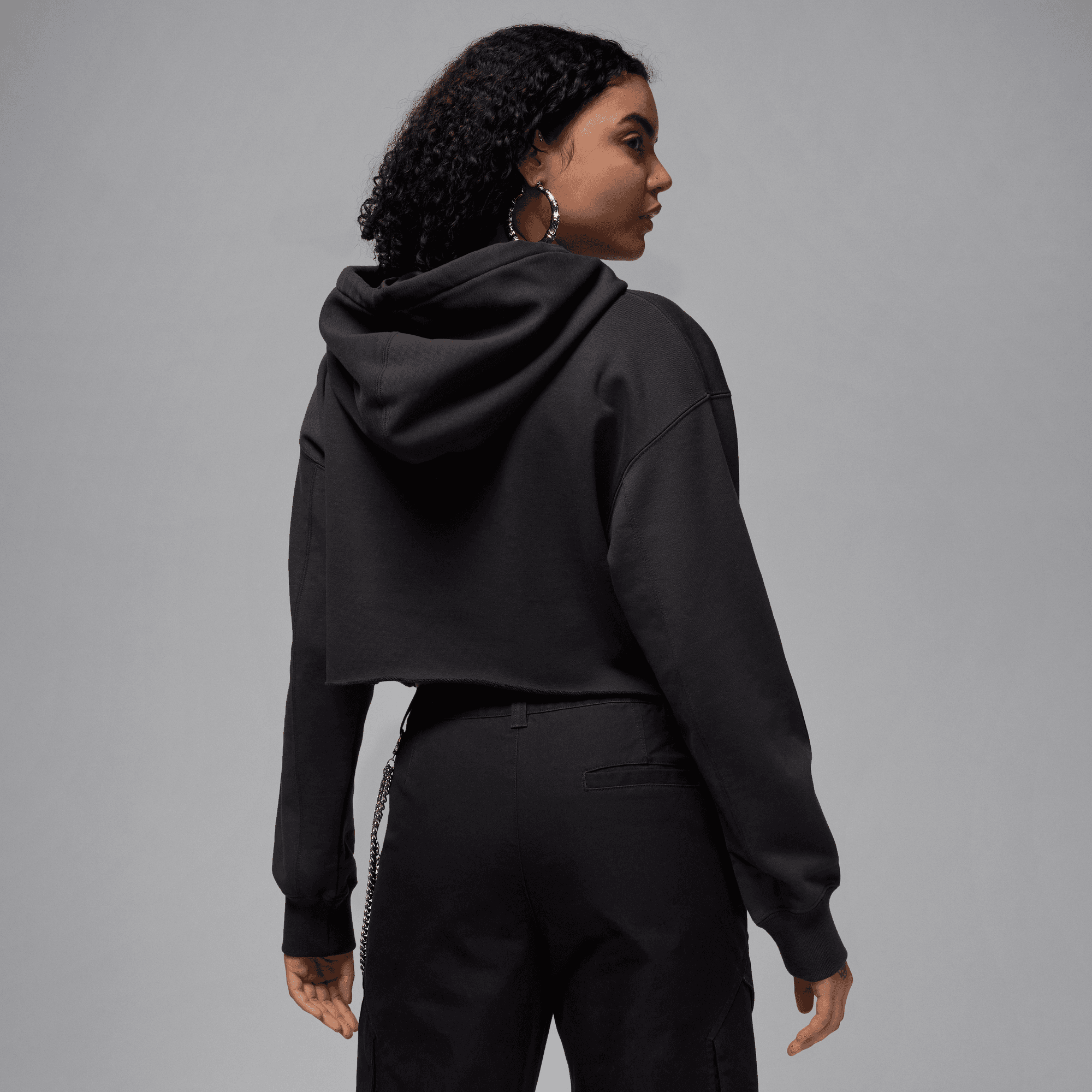 JORDAN FLIGHT FLEECE WOMEN'S CROPPED SATIN-LINED HOODIE