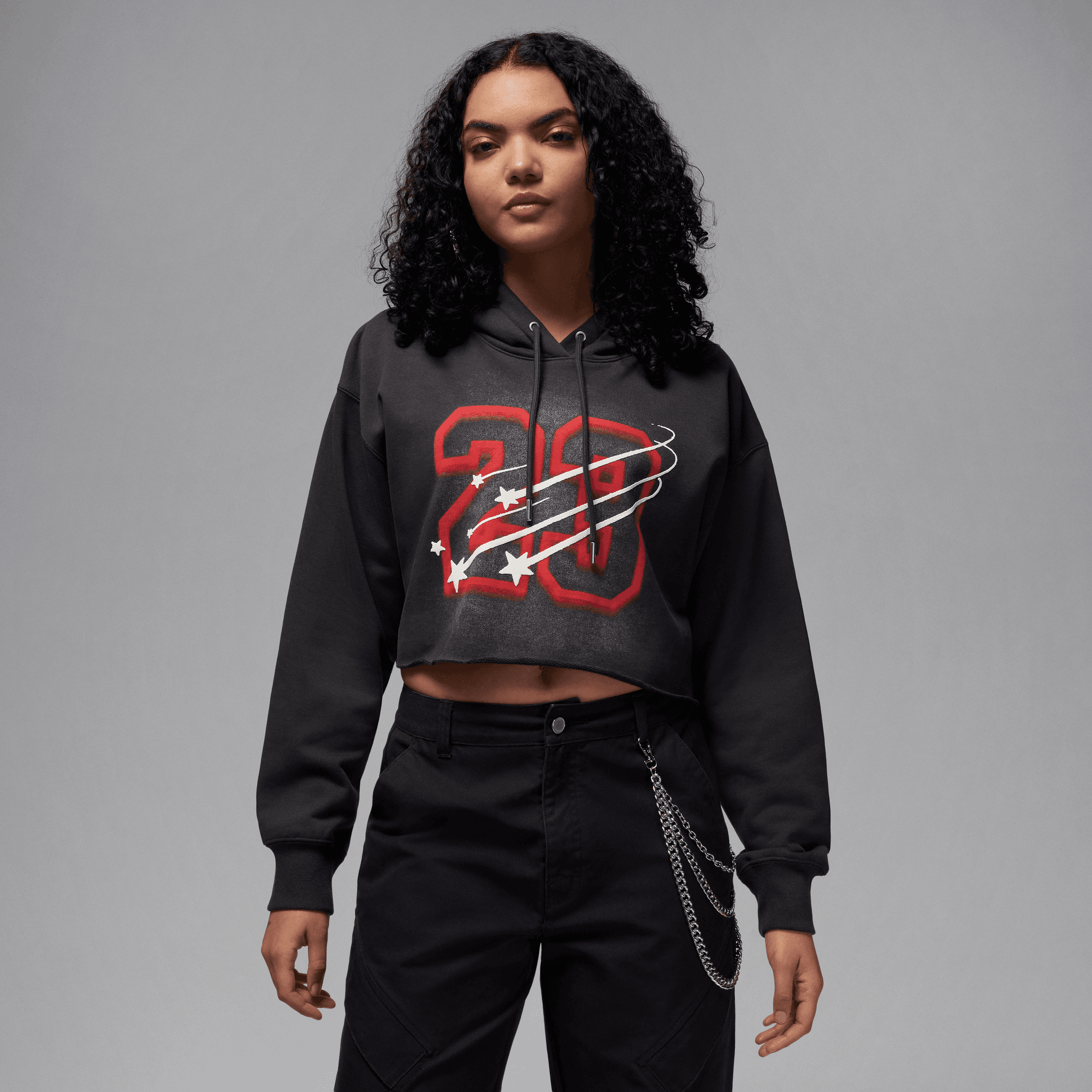 JORDAN FLIGHT FLEECE WOMEN'S CROPPED SATIN-LINED HOODIE