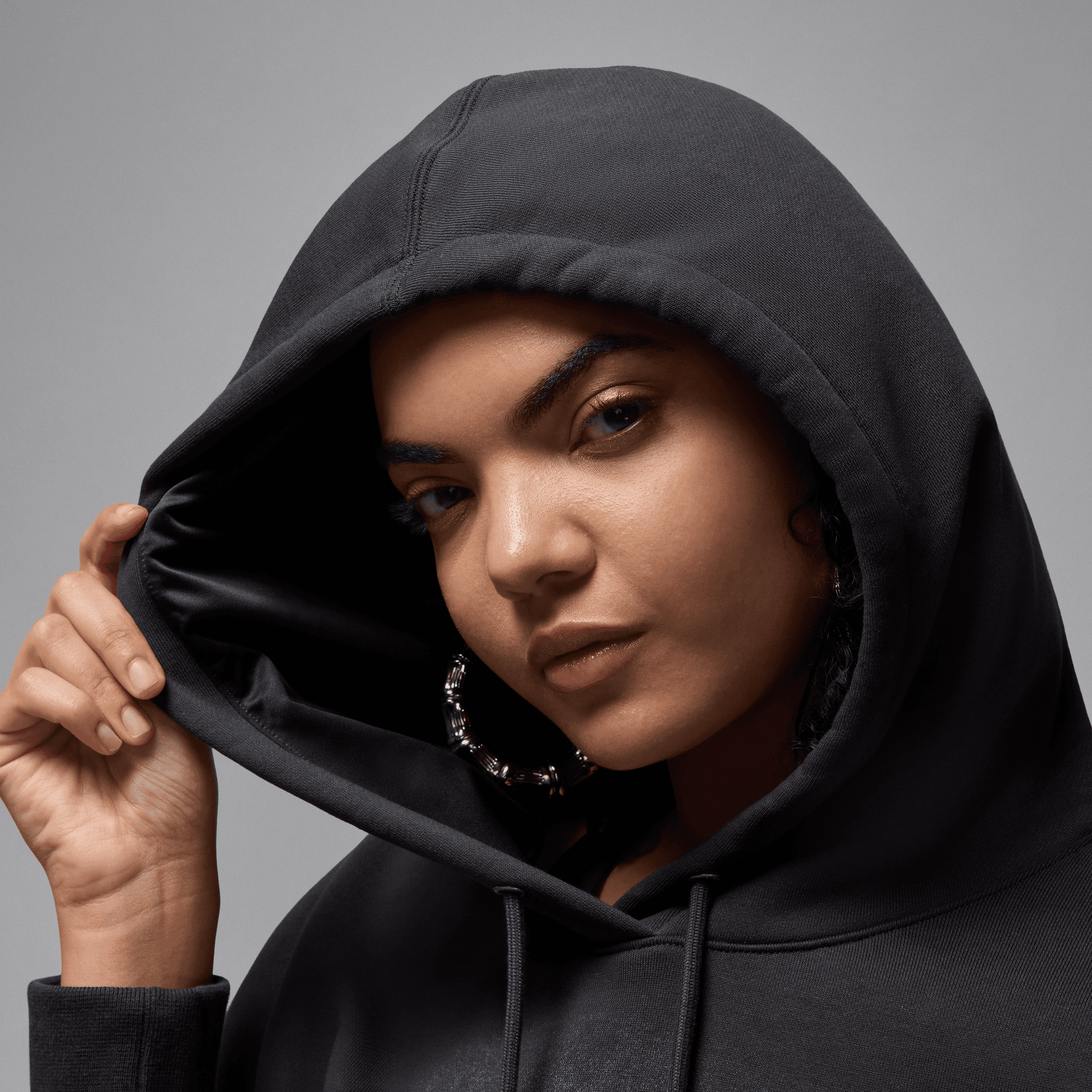 JORDAN FLIGHT FLEECE WOMEN'S CROPPED SATIN-LINED HOODIE