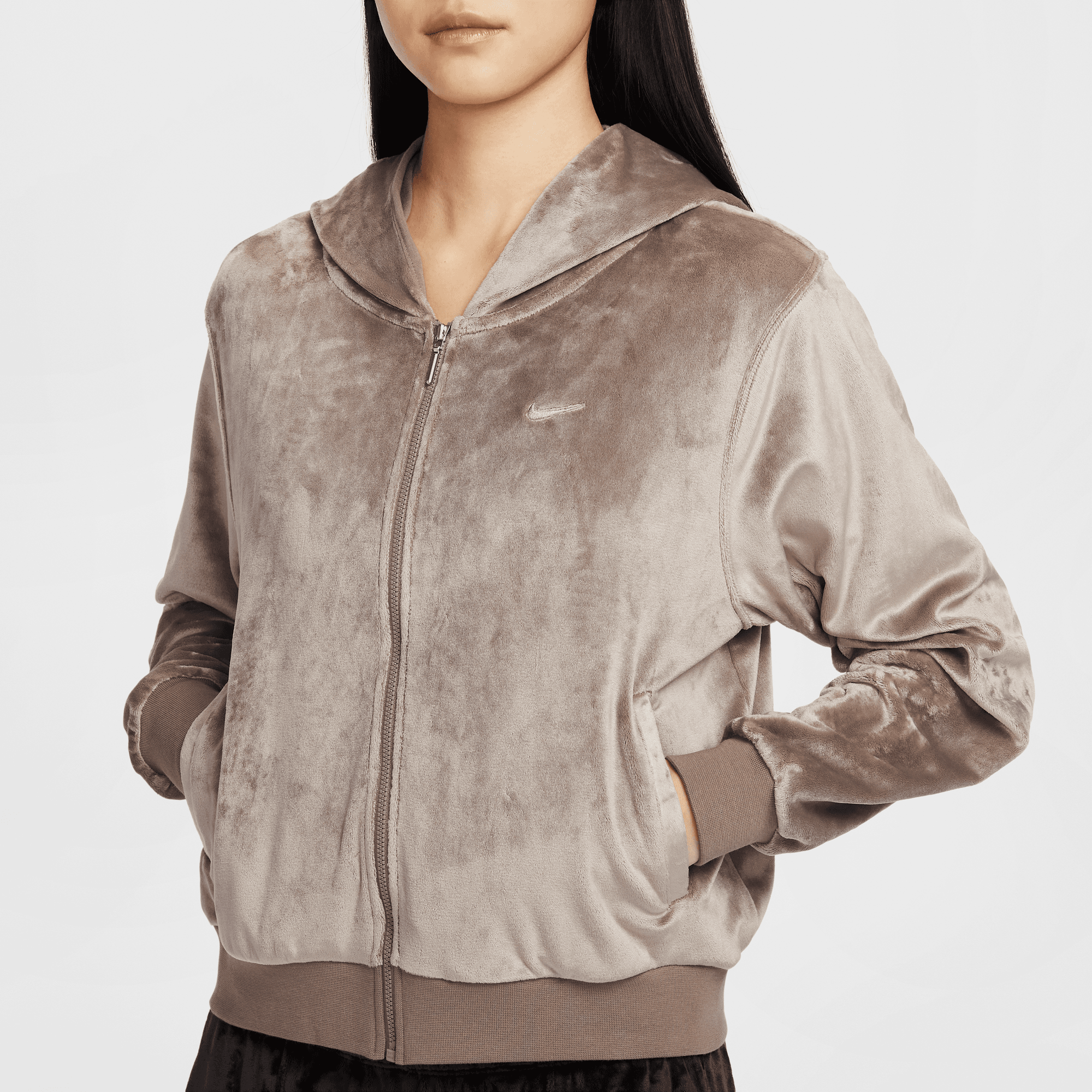 NIKE SPORTSWEAR CHILL KNIT WOMEN'S LOOSE VELOUR FULL-ZIP HOODIE