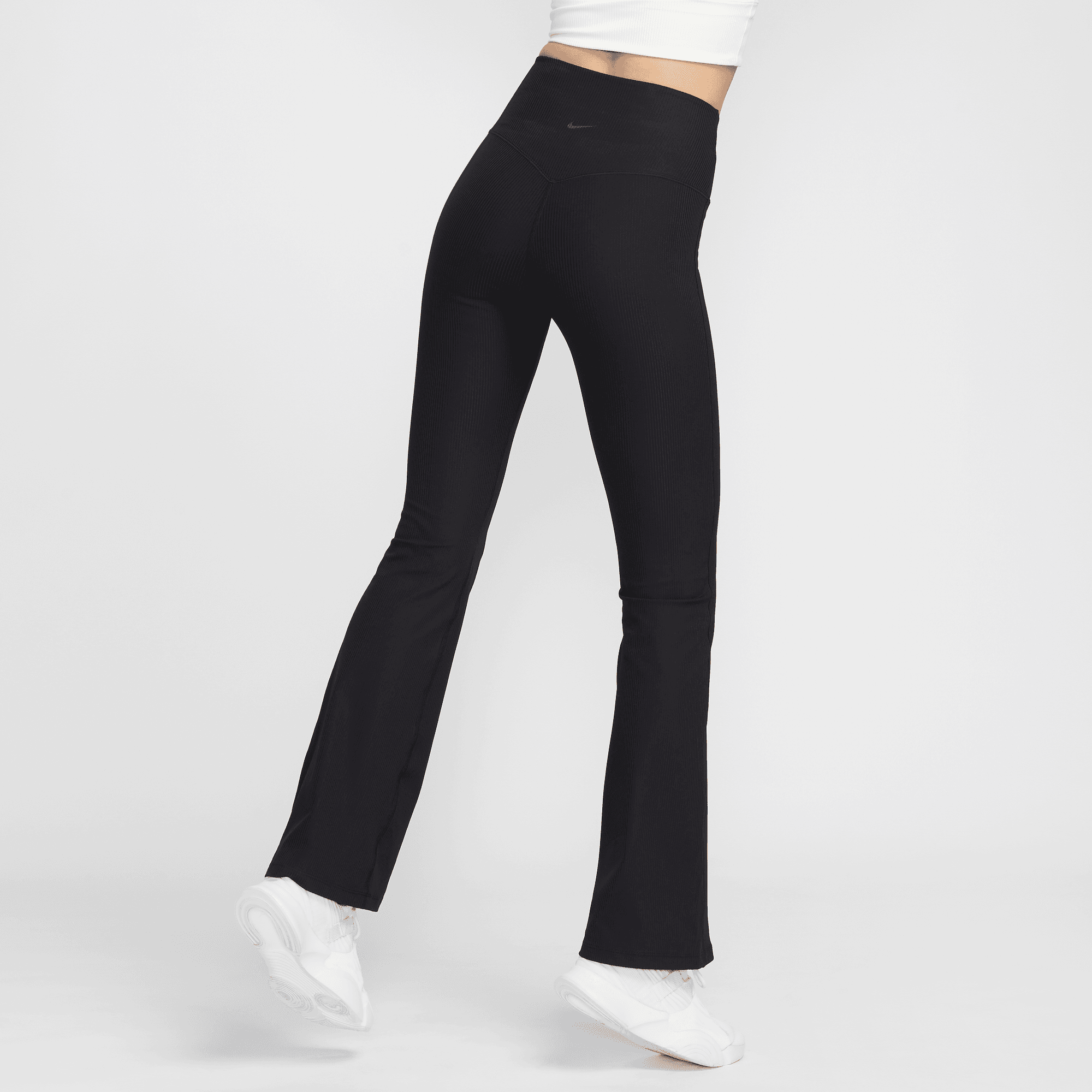 NIKE ZENVY RIB WOMEN'S GENTLE-SUPPORT HIGH-WAISTED FLARED LEGGINGS