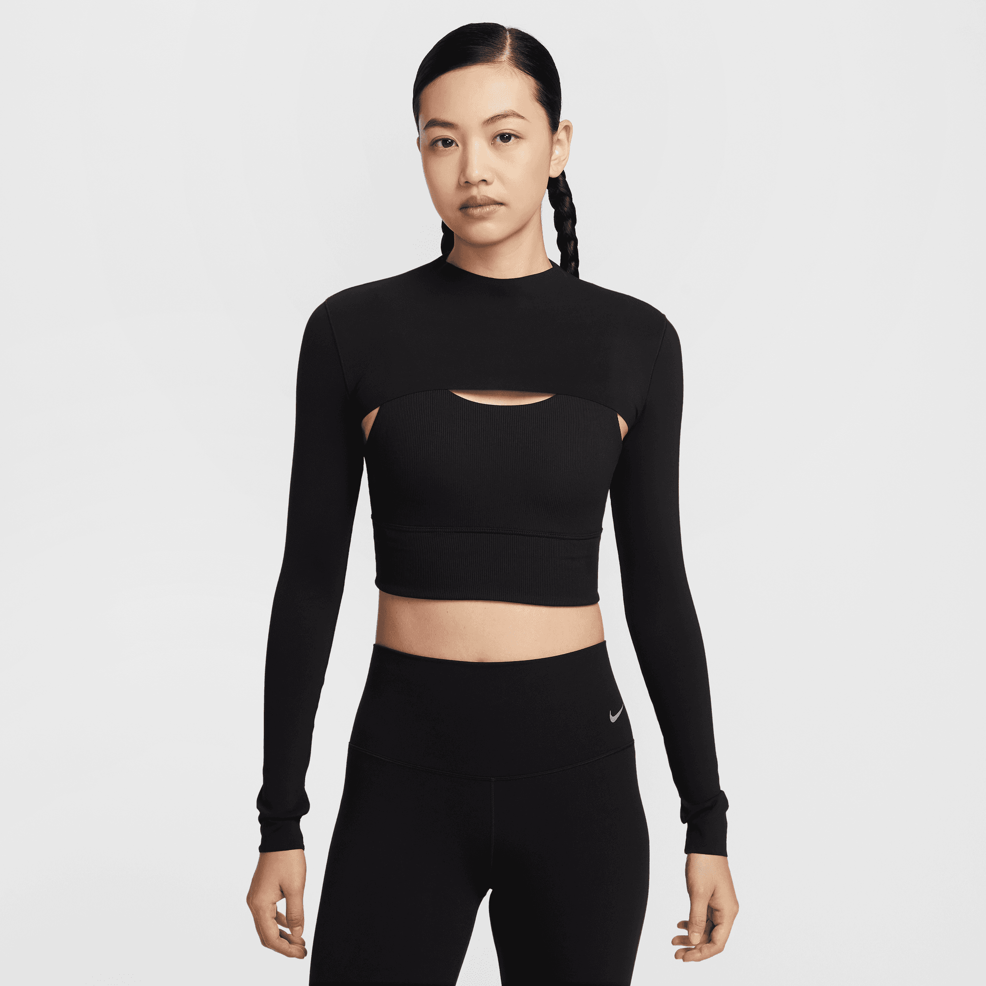 NIKE ZENVY WOMEN'S DRI-FIT LONG-SLEEVE SHRUG TOP